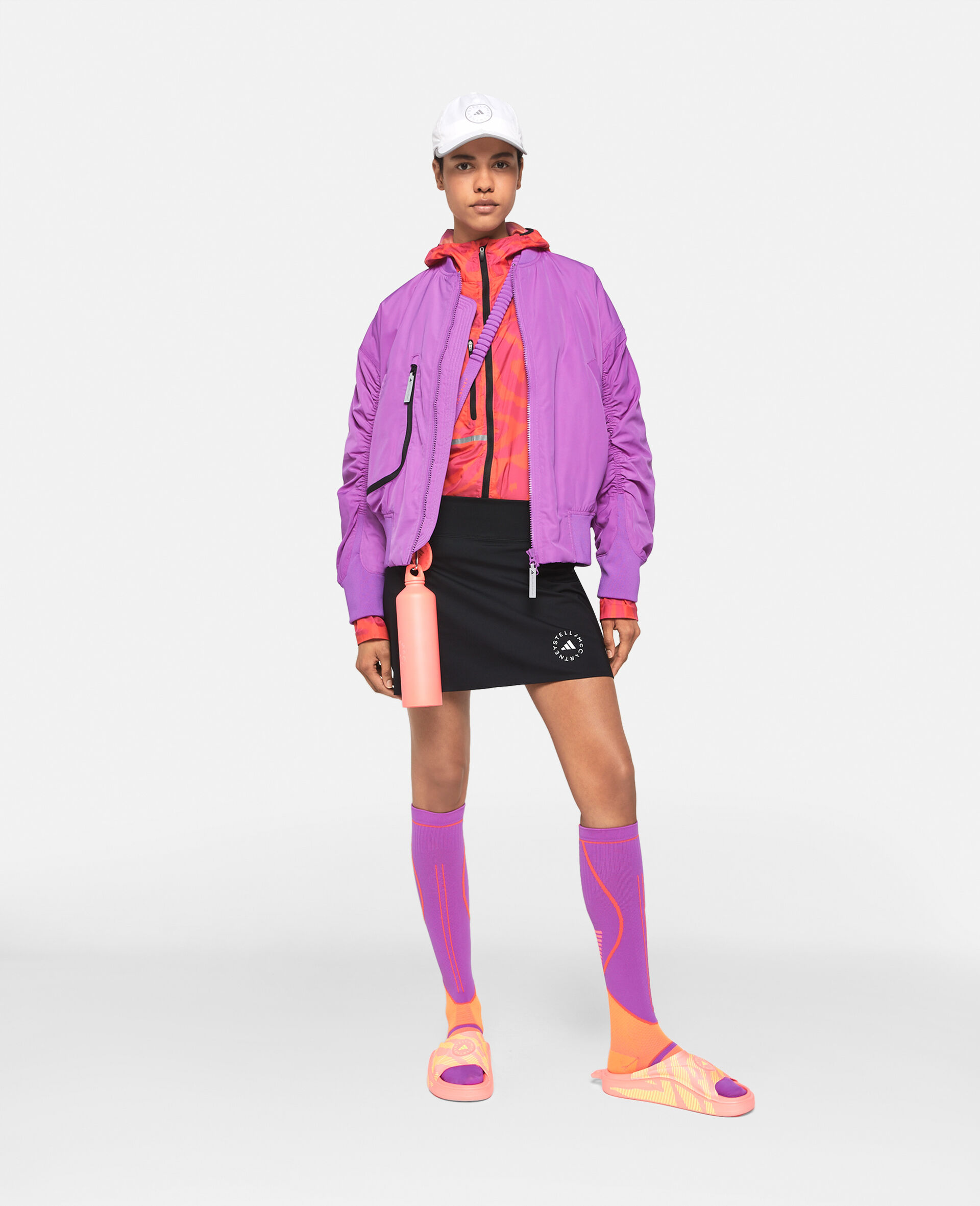 TrueCasuals Woven Bomber Jacket-Purple-model
