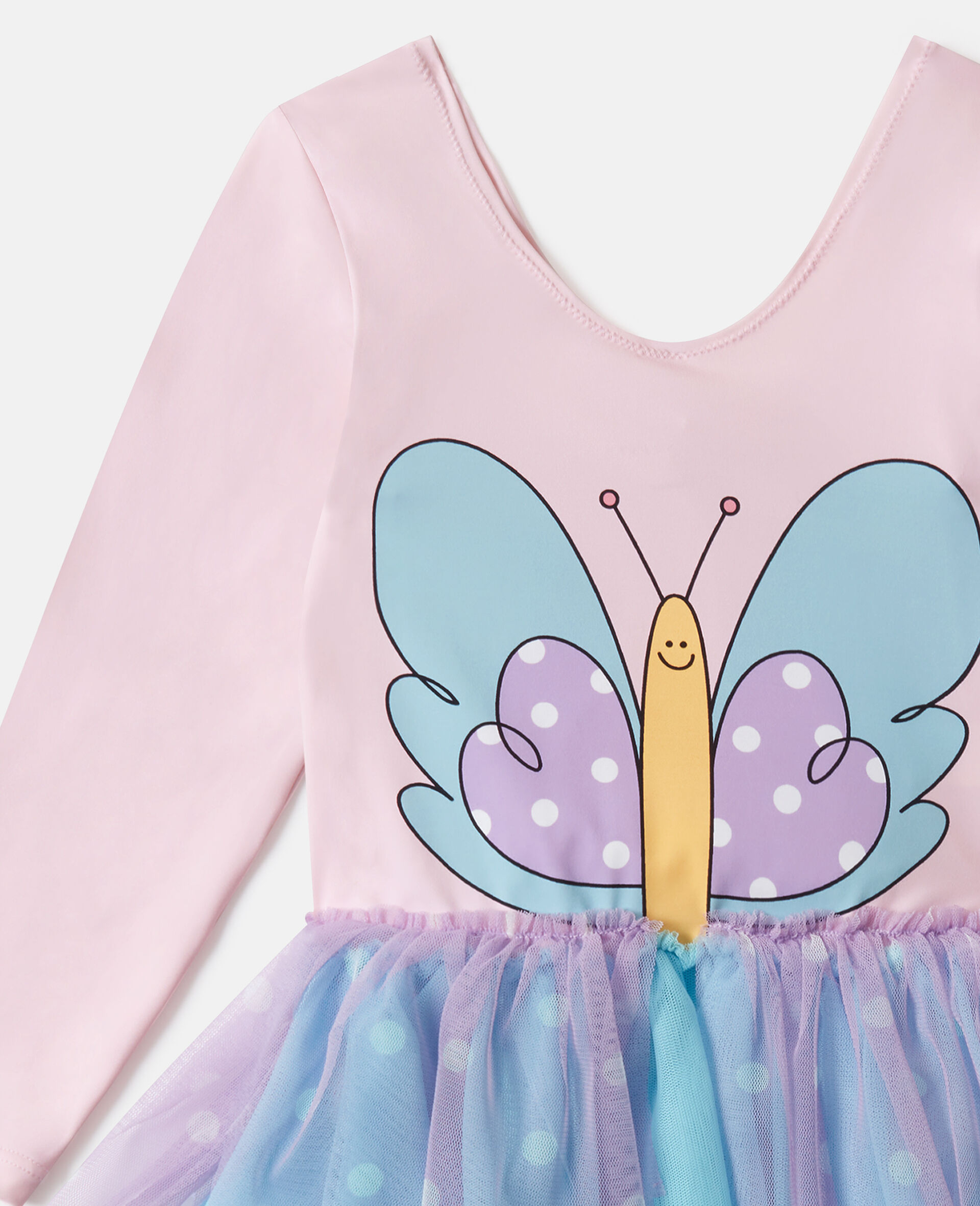 Butterfly Graphic Tulle Skirt Dress-Pink-large image number 1