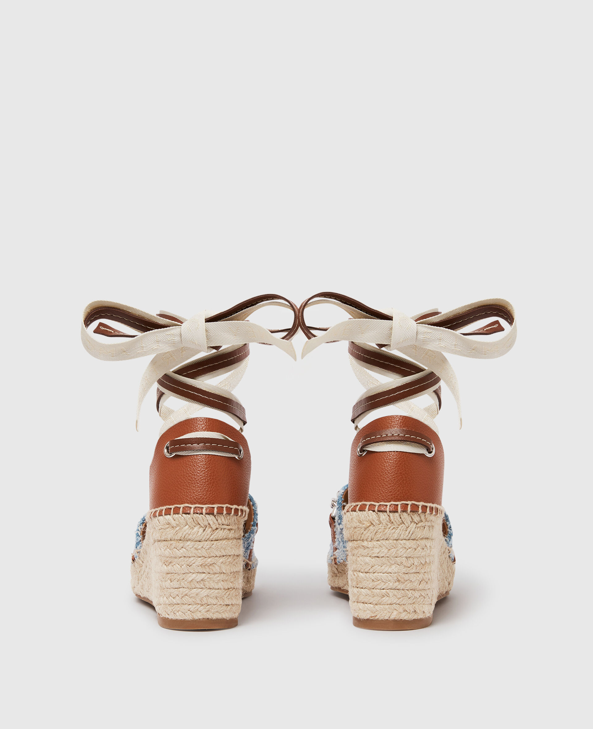 Espadrilles a plateforme et talon compense en tissu boucle Gaia-Bleu-large image number 3