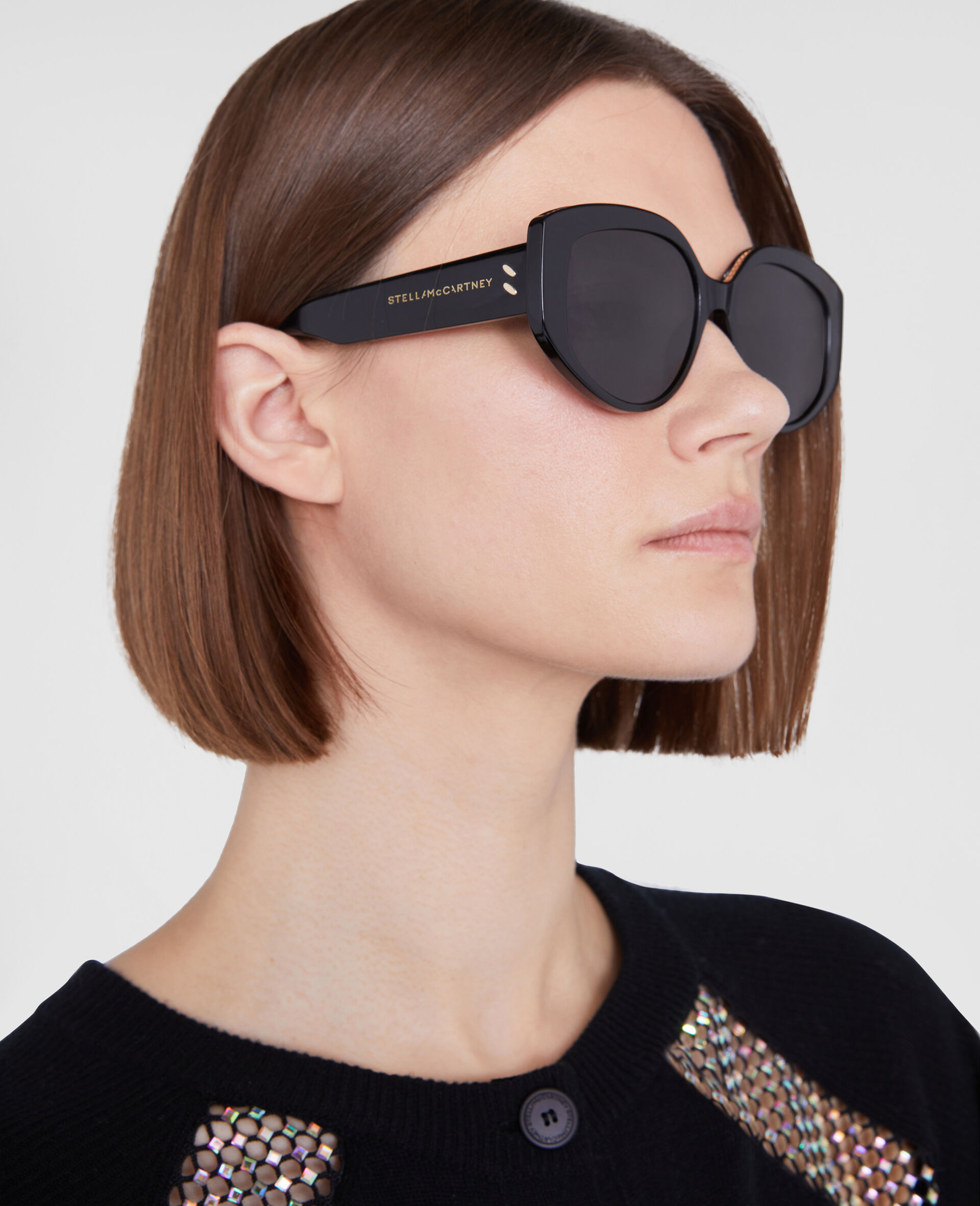 Oval Sunglasses-Black-large image number 1