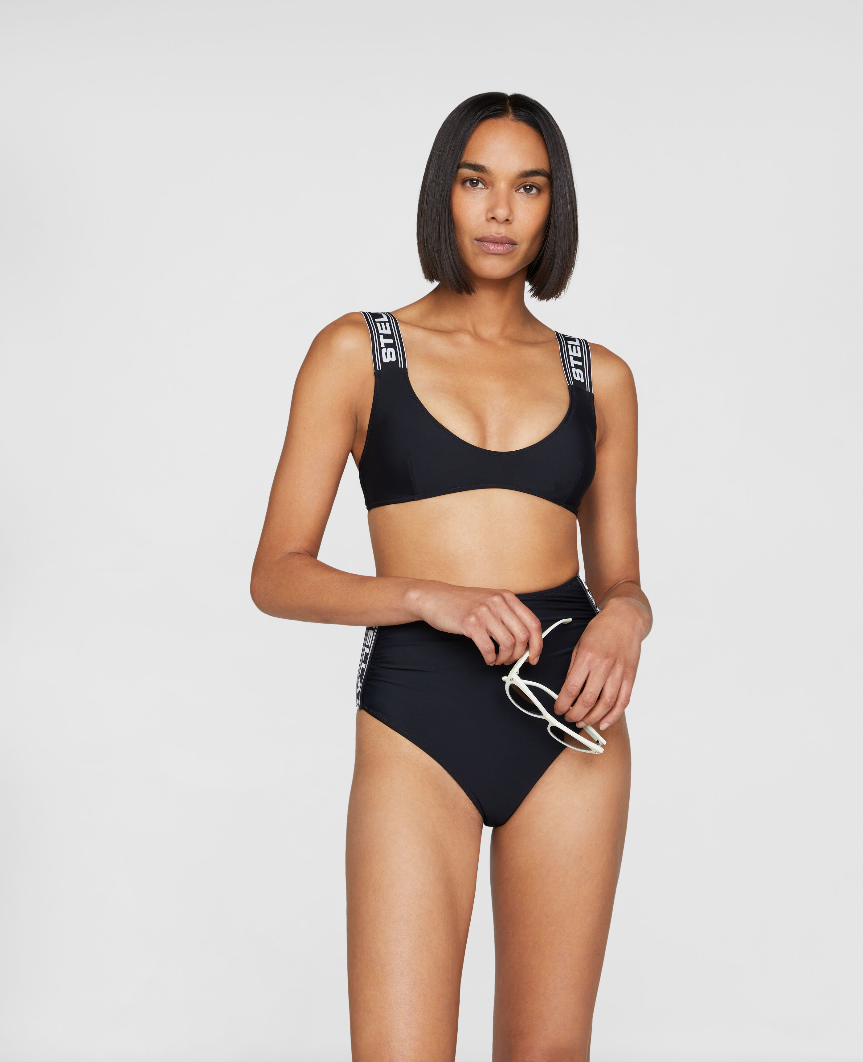 Stella McCartney Donna Sport & Swimwear Costumi da bagno Bikini Bikini Sgambati Bikini a vita alta sgambato senza cuciture con logo 