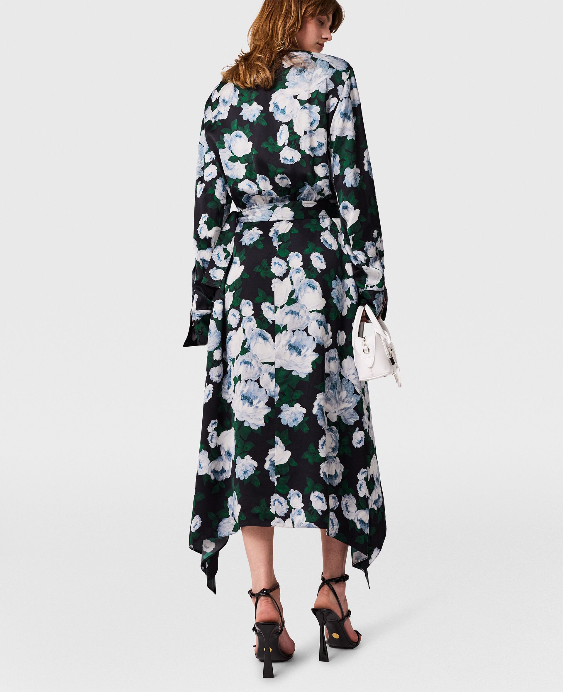 Abito Midi Floreale a Maniche Lunghe in Rete-Blu-large image number 4