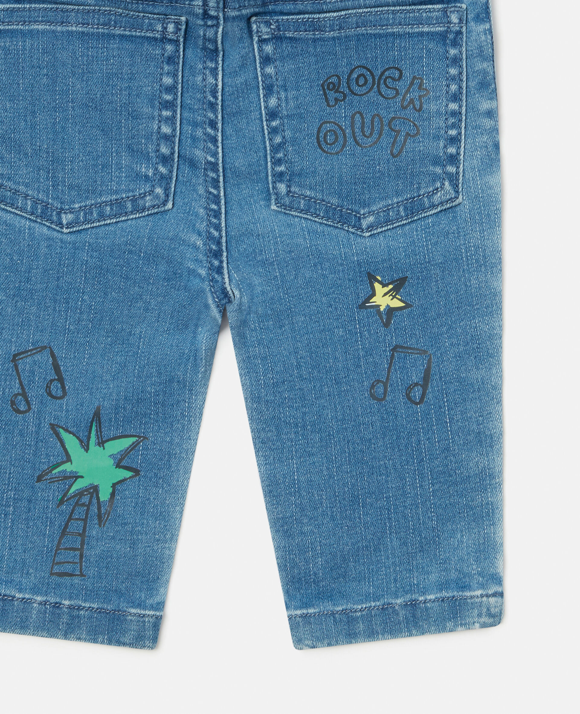 Scribble Print Slim Leg Jeans-Blue-large image number 3