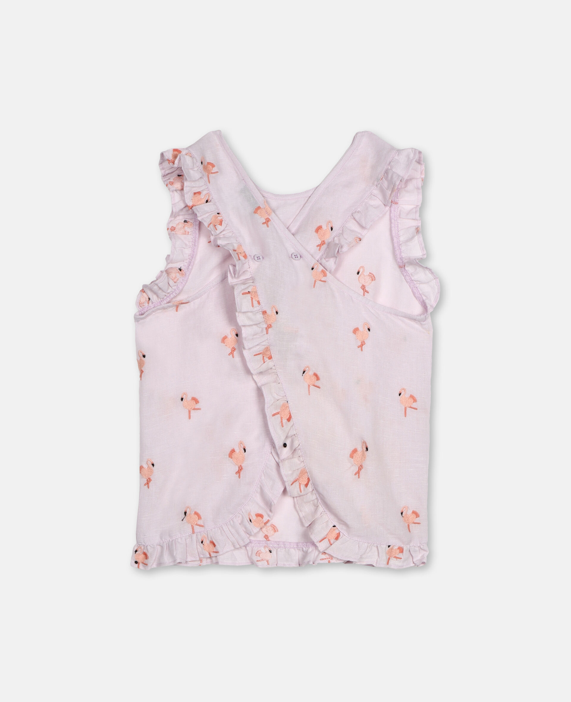Embroidered Flamingo Top -Pink-large