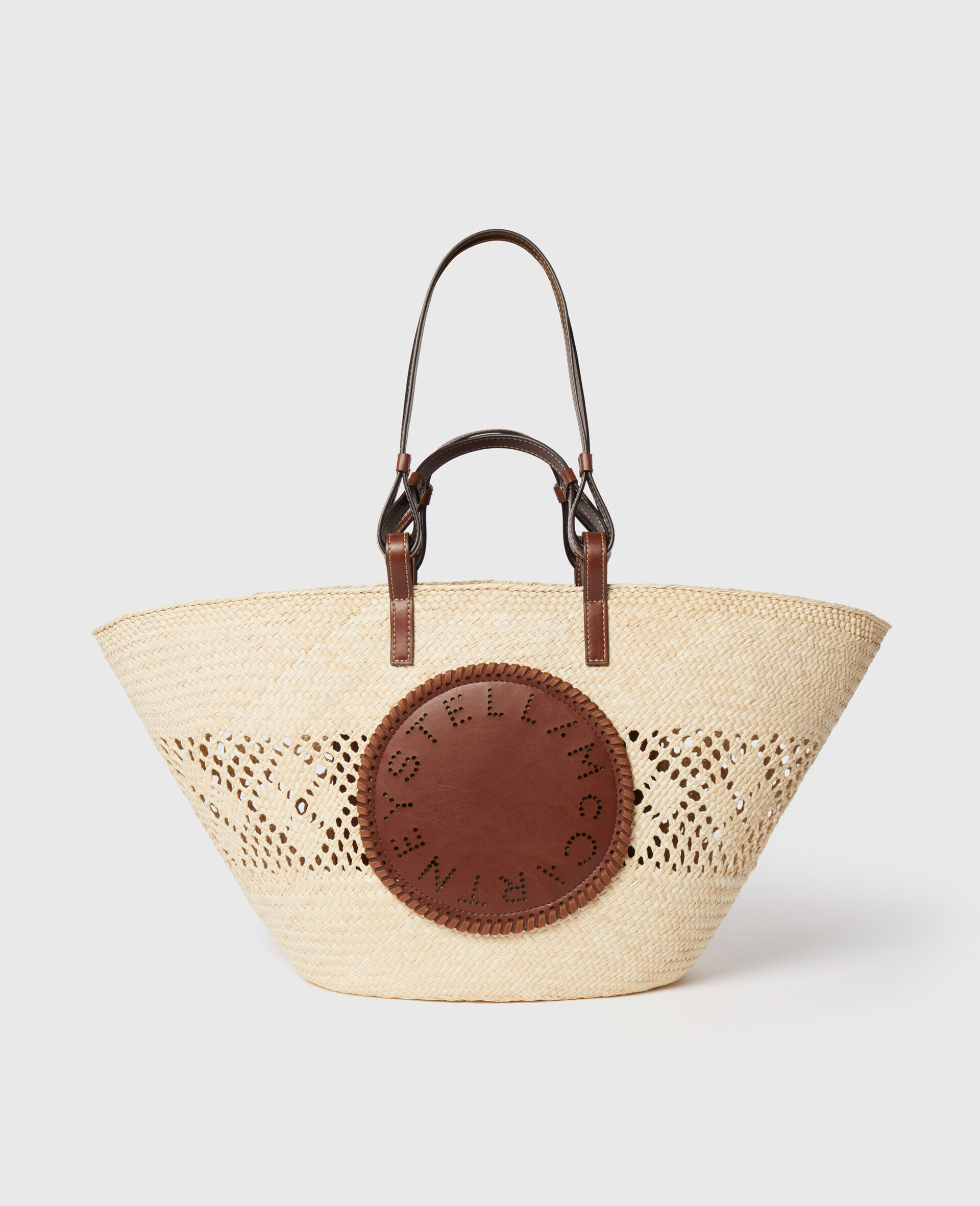 Logo Raffia Crochet Large Tote Bag-Brown-large image number 0