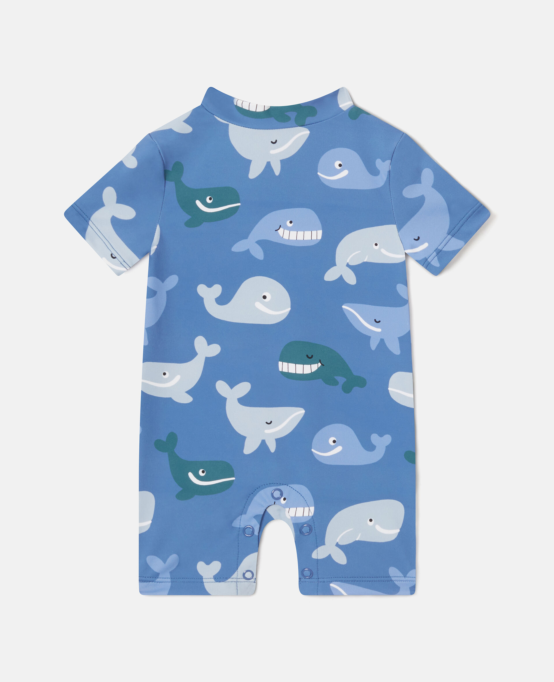 Whale Print Shortie Swimsuit-Blue-medium