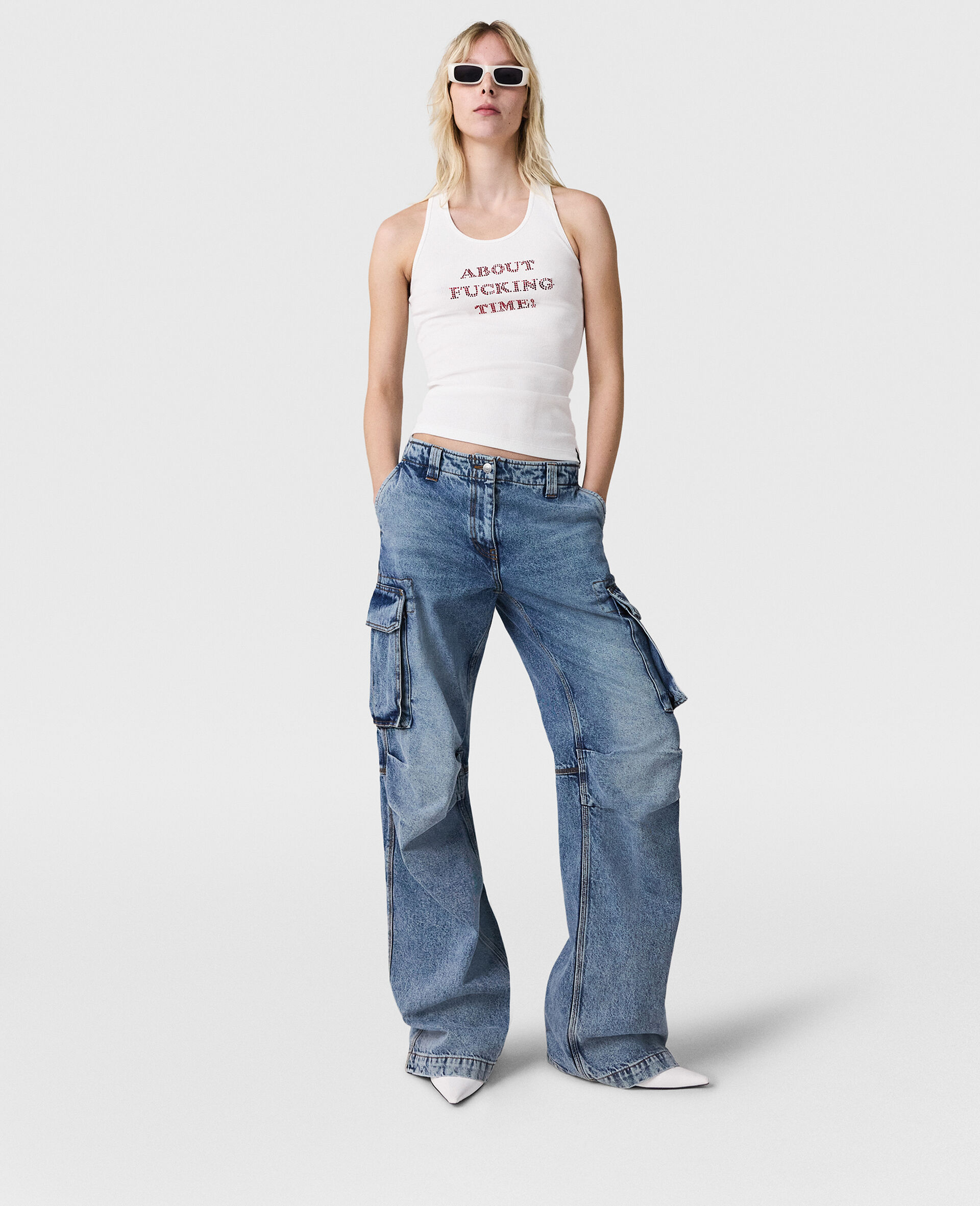 About Fucking Time! Tank Top-White-large image number 4