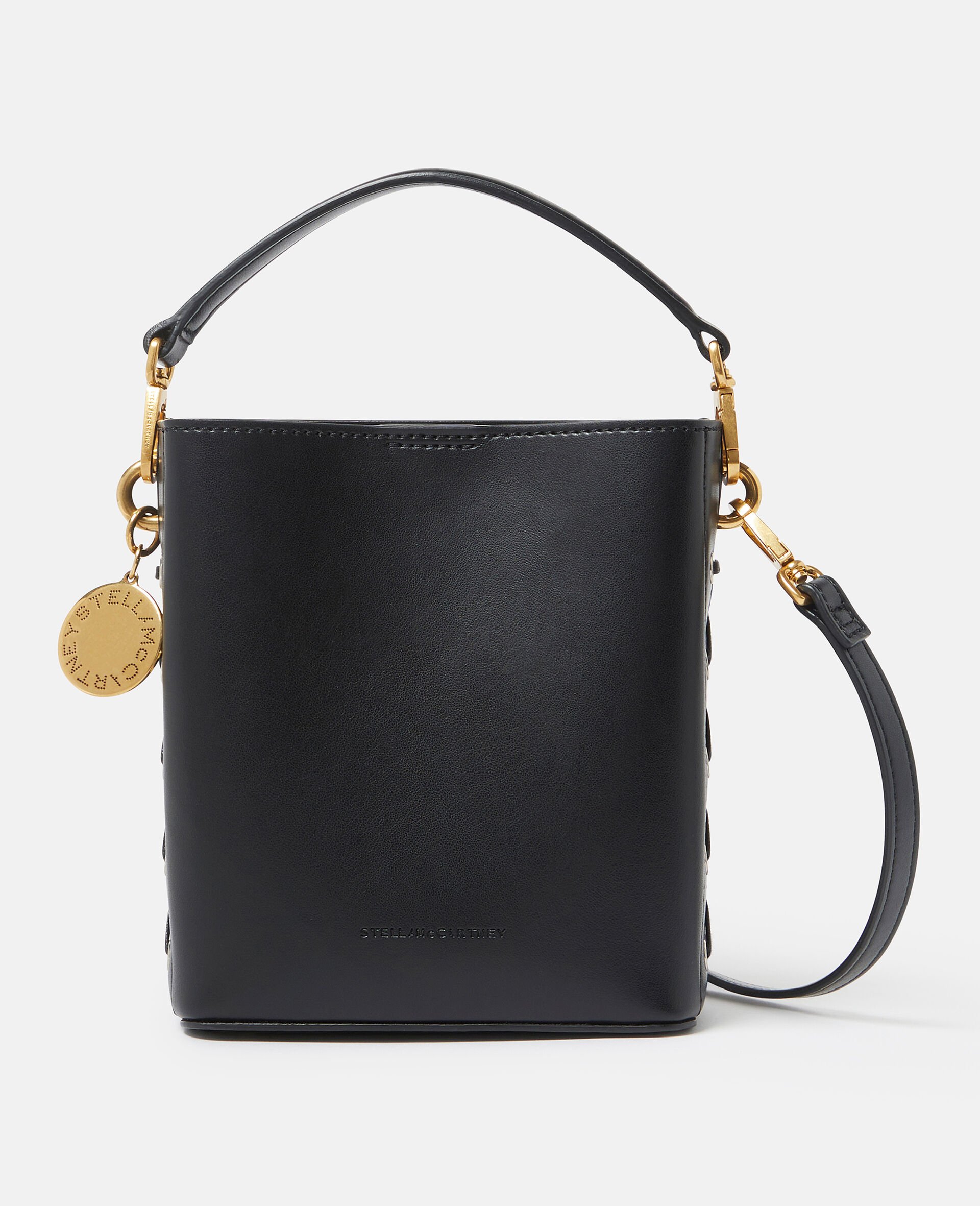 Women Midnight black Frayme Whipstitched Bucket Bag | Stella McCartney HU