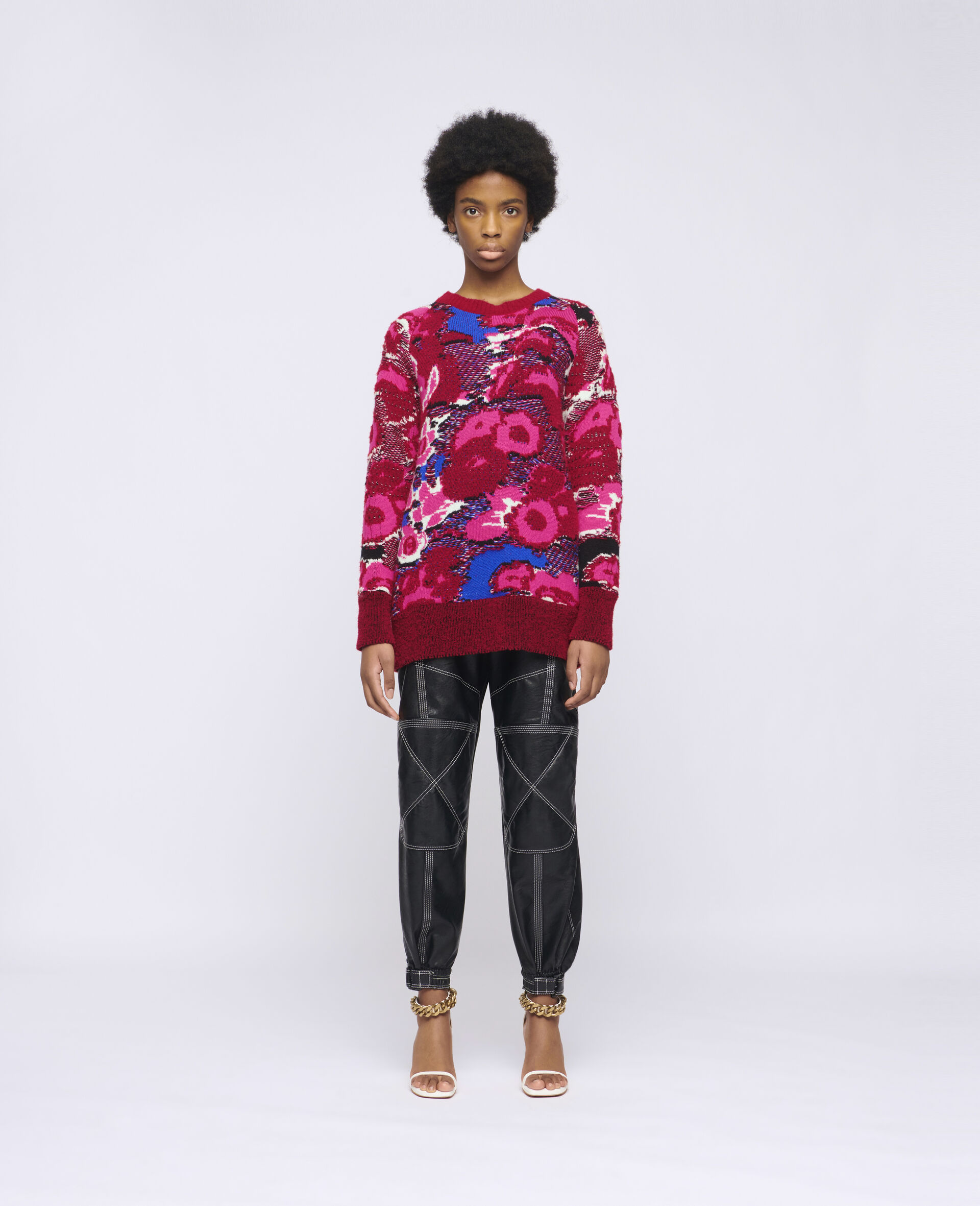 Floral Jacquard Sweater-Multicoloured-large image number 1