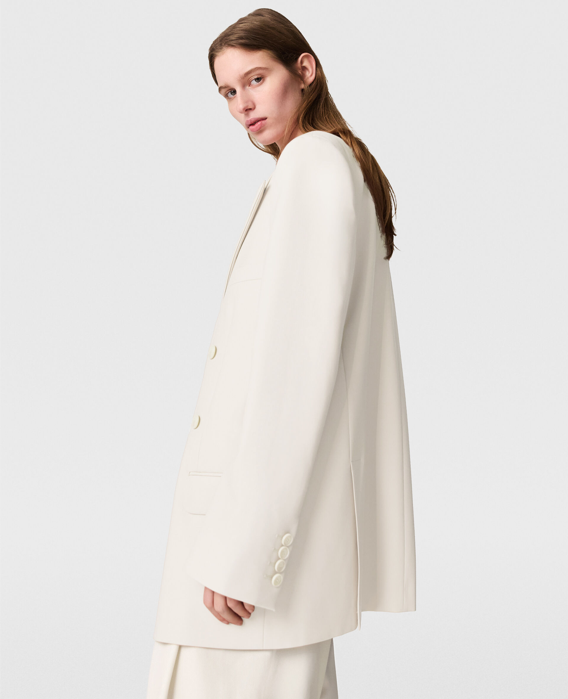 Oversized Double-Breasted Blazer-Beige-large Oversized Double-Breasted Blazer-Beige-large image number 2