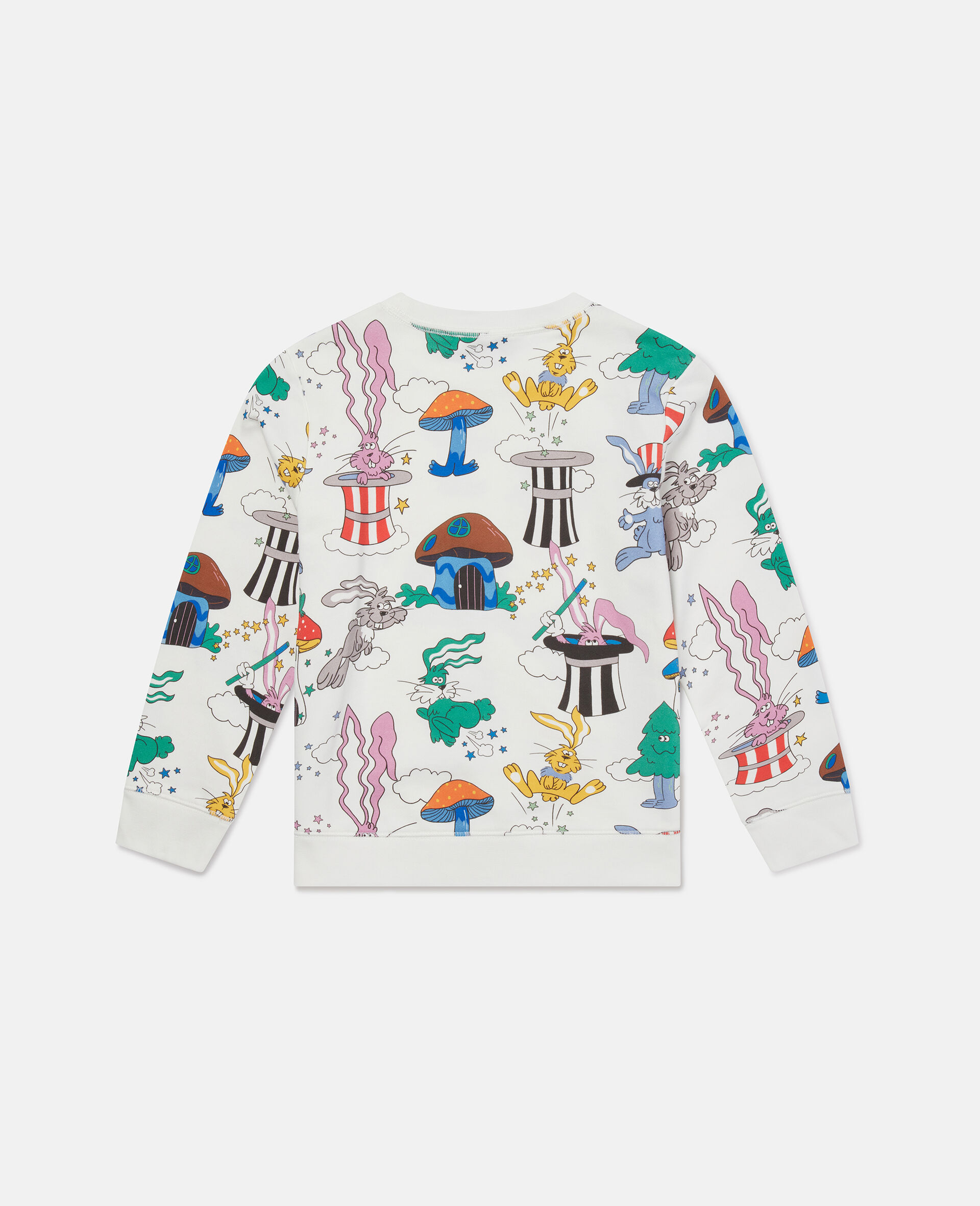 Sweat shirt a col ras du cou avec imprime lapin de magicien-Blanc-large image number 2