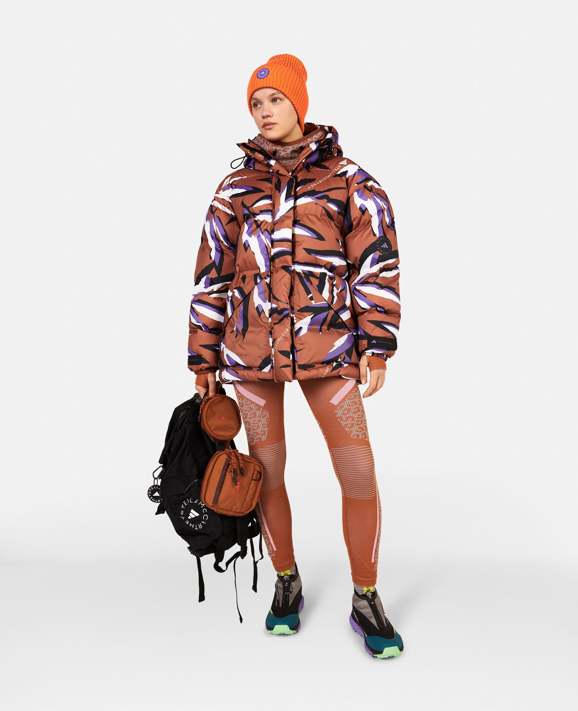 TrueNature花卉印花中长夹棉夹克-Multicolored-model TrueNature花卉印花中长夹棉夹克-Multicolored-model