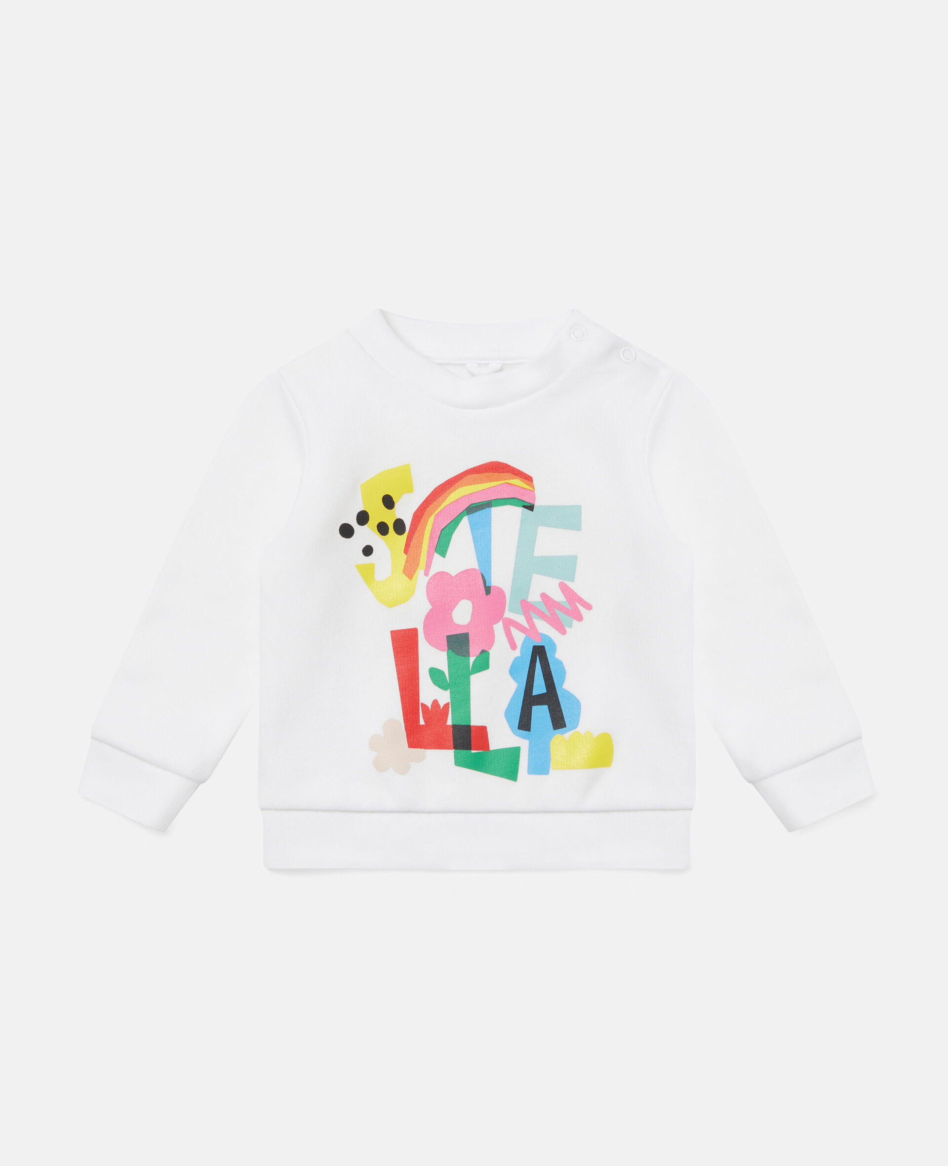 Rainbow Logo Print Cotton Fleece Sweatshirt-White-large image number 0