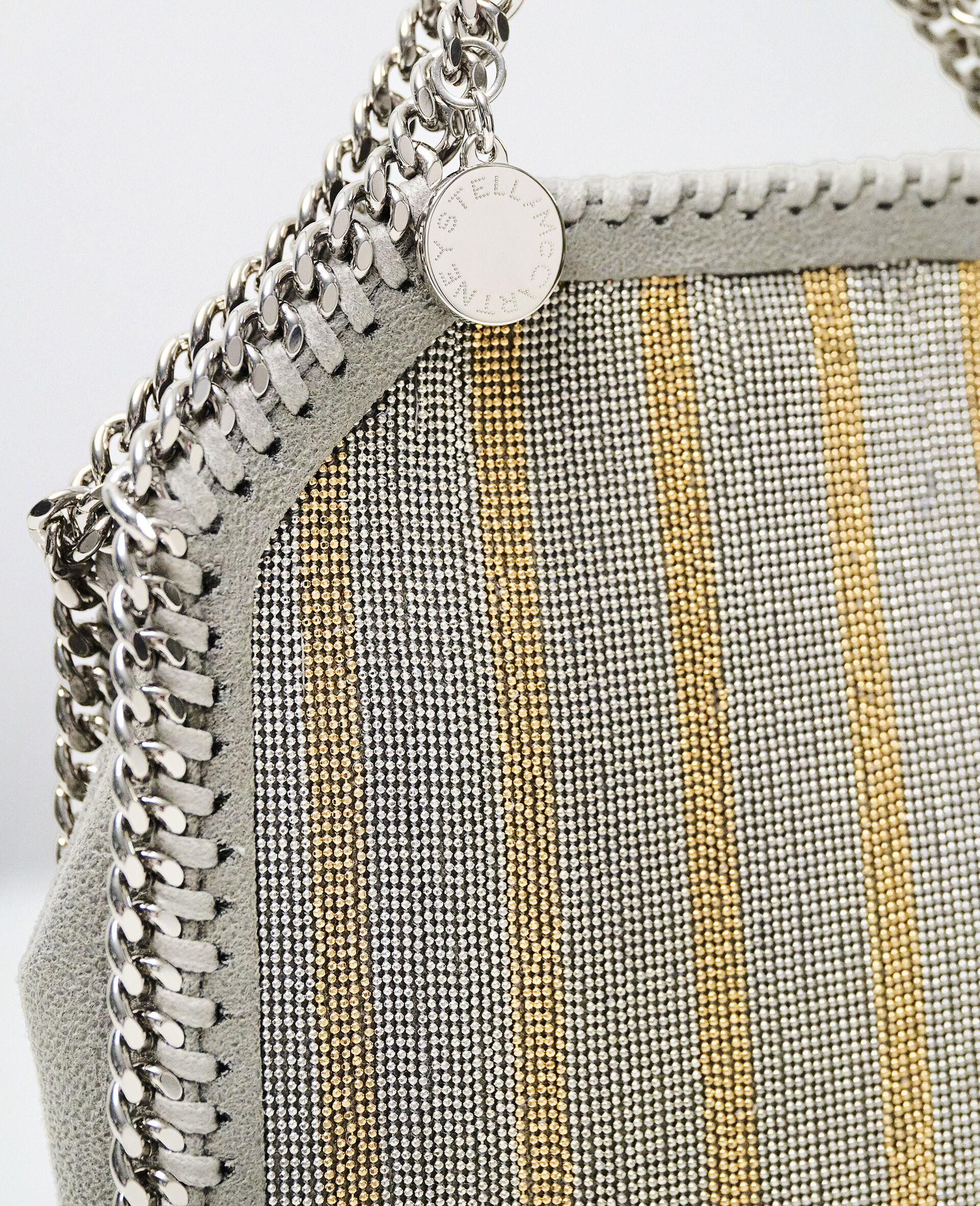 Limited-Edition Falabella Metallic Chain-Embroidered Tiny Tote Bag -Silver-large image number 5