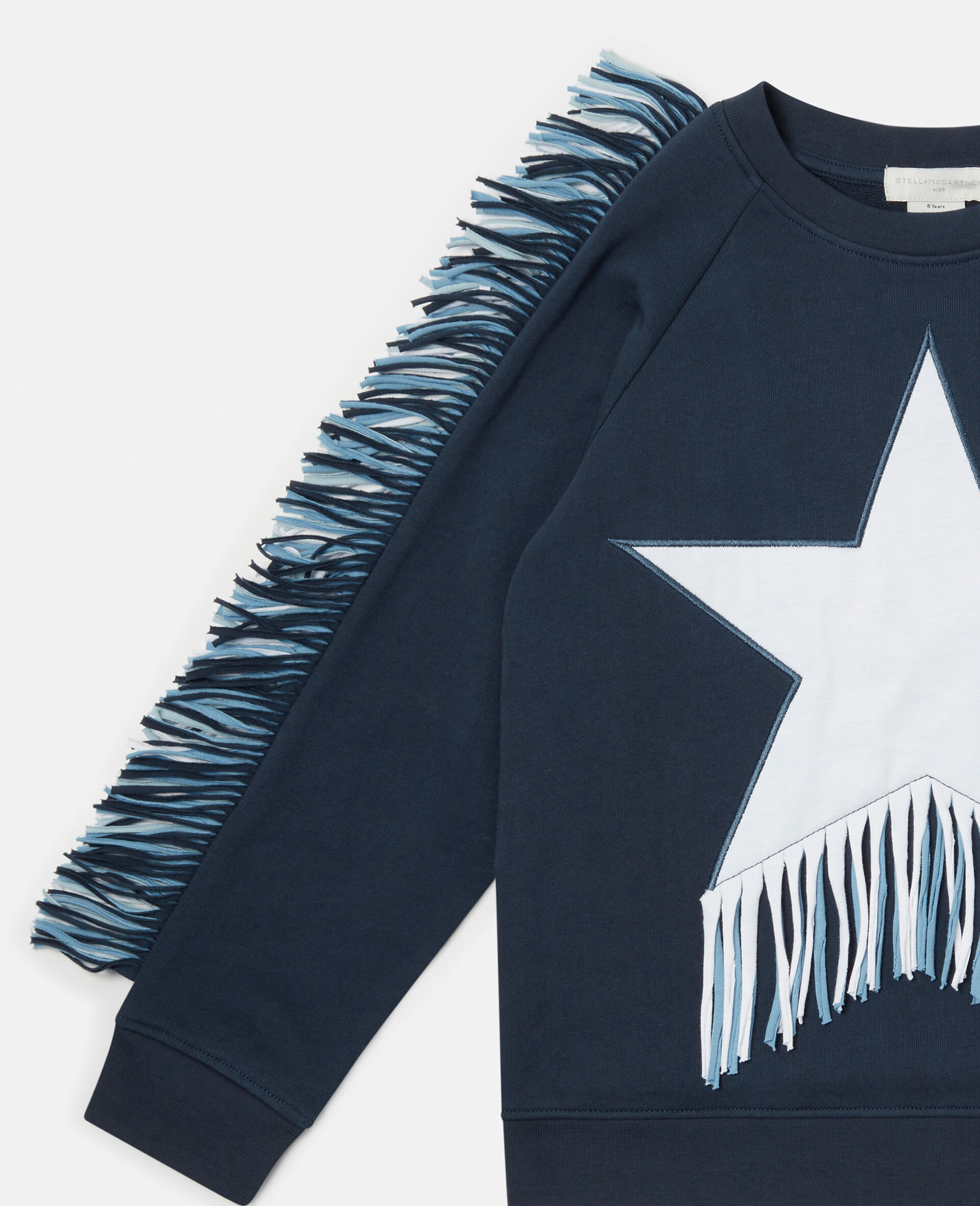 Fringed Star Sweatshirt-Blue-model