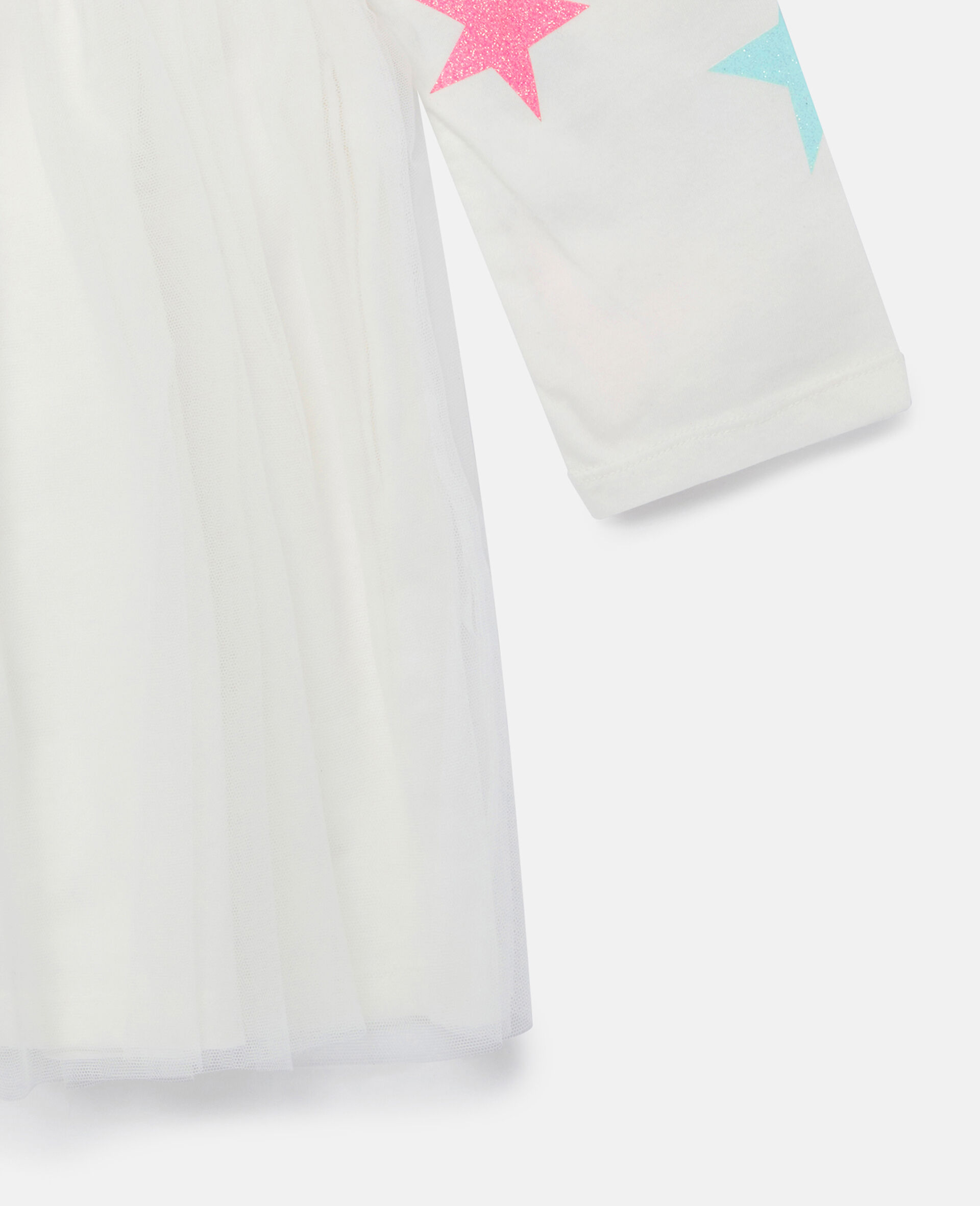 Glitter Sticker Cotton Fleece Dress-White-large image number 2
