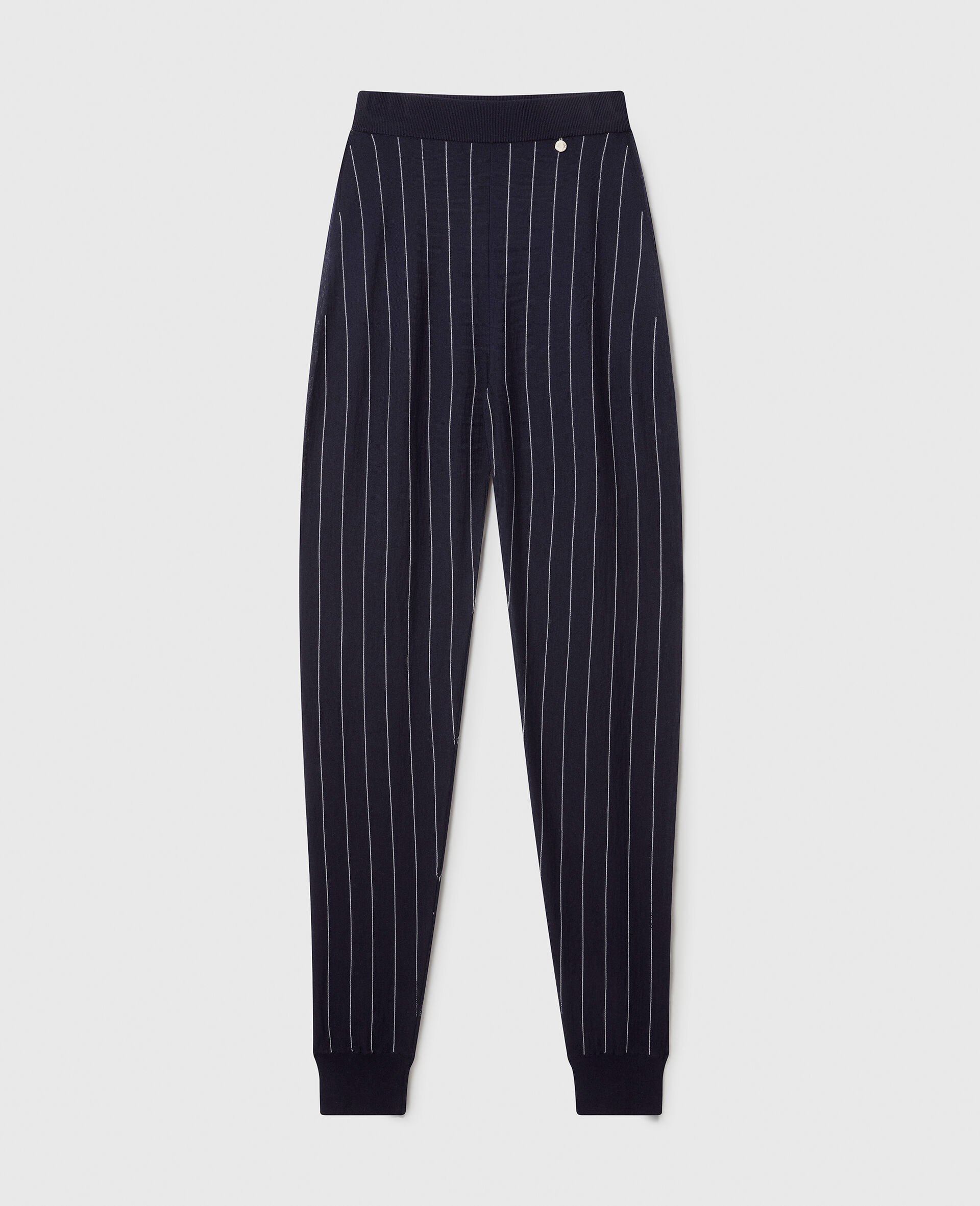 Elasticated Waistband Pinstripe Sweatpants-Blue-large image number 0