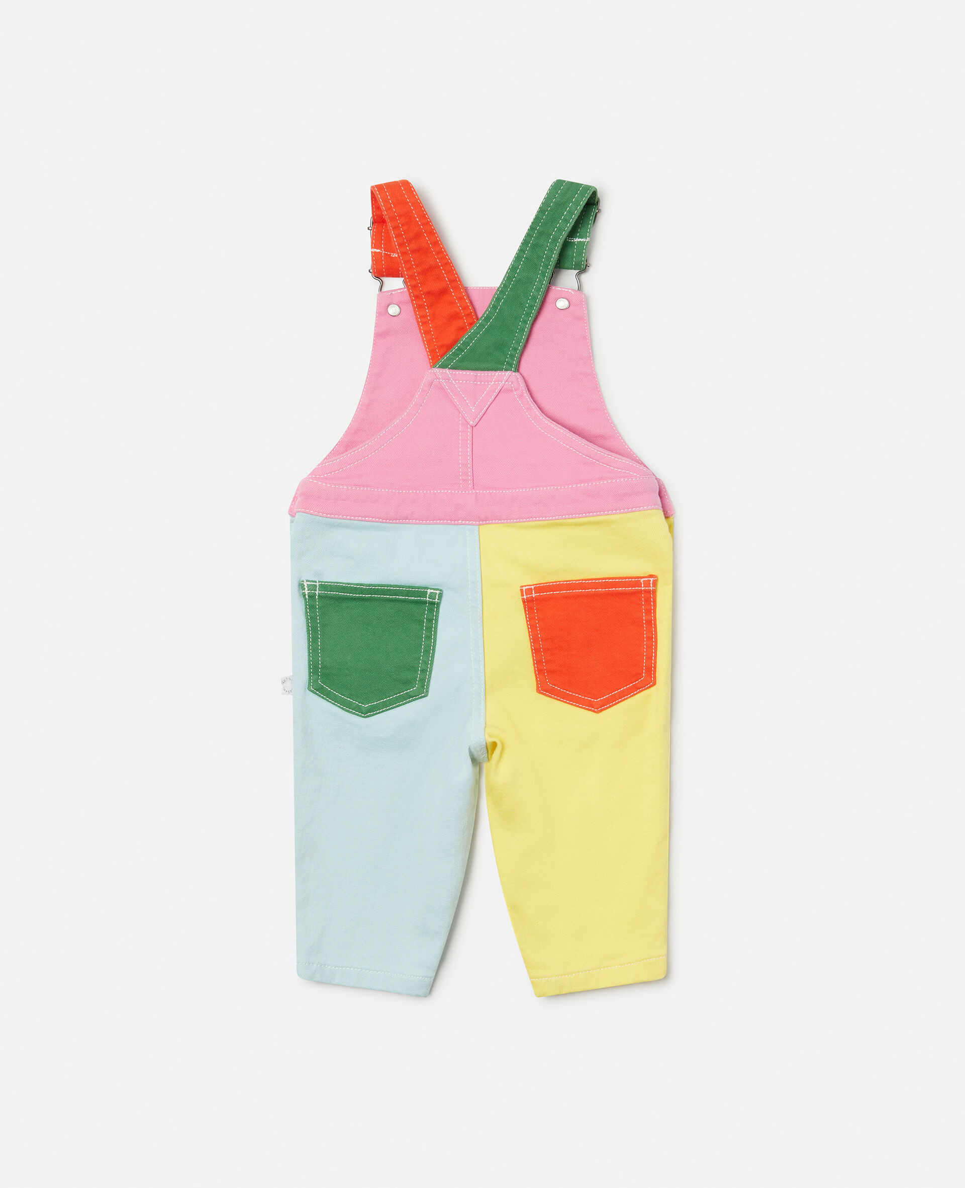 Double Parrot Embroidery Dungarees-Multicolour-large image number 2