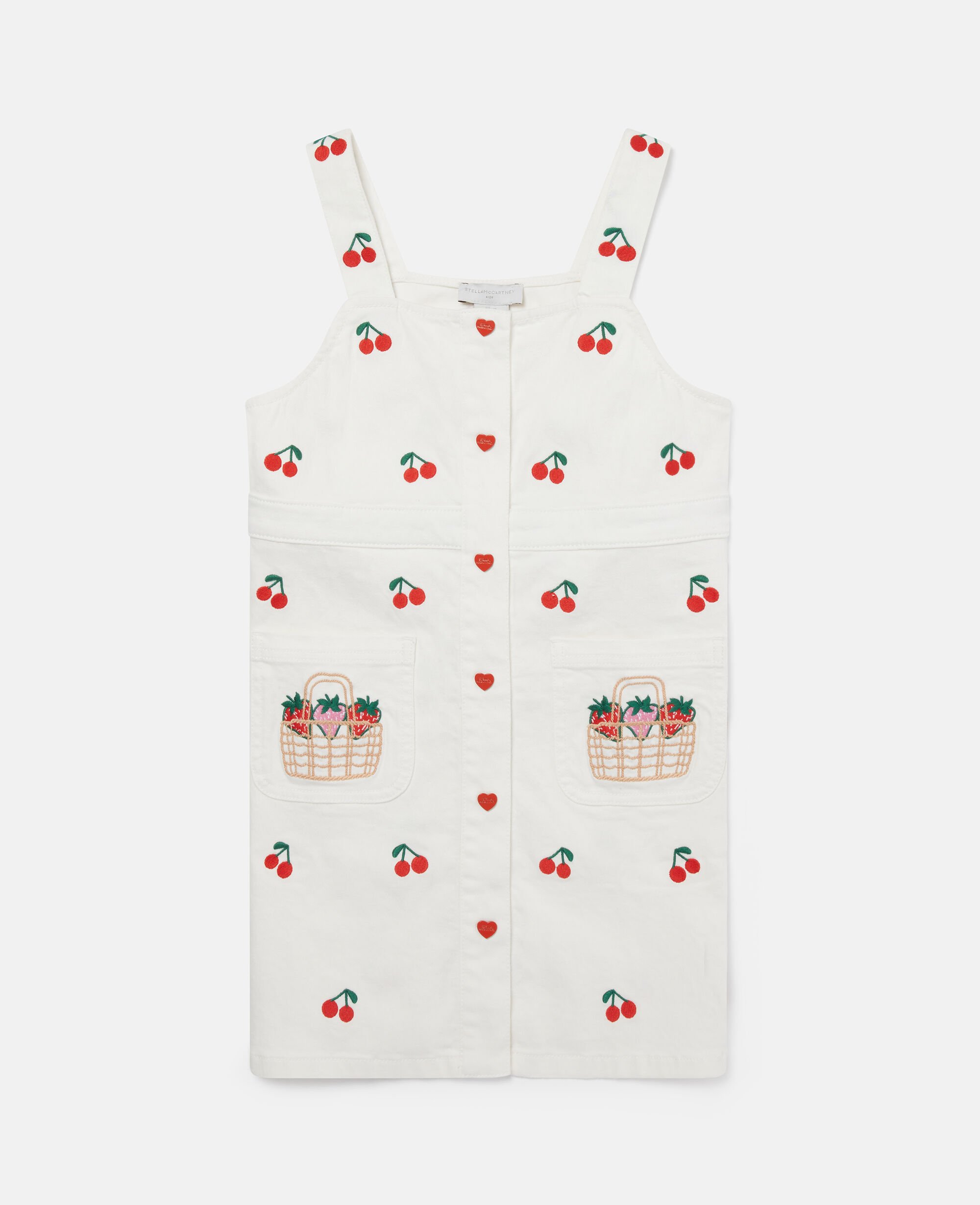 Kids Cream Cherry Embroidered Sleeveless Dress | Stella