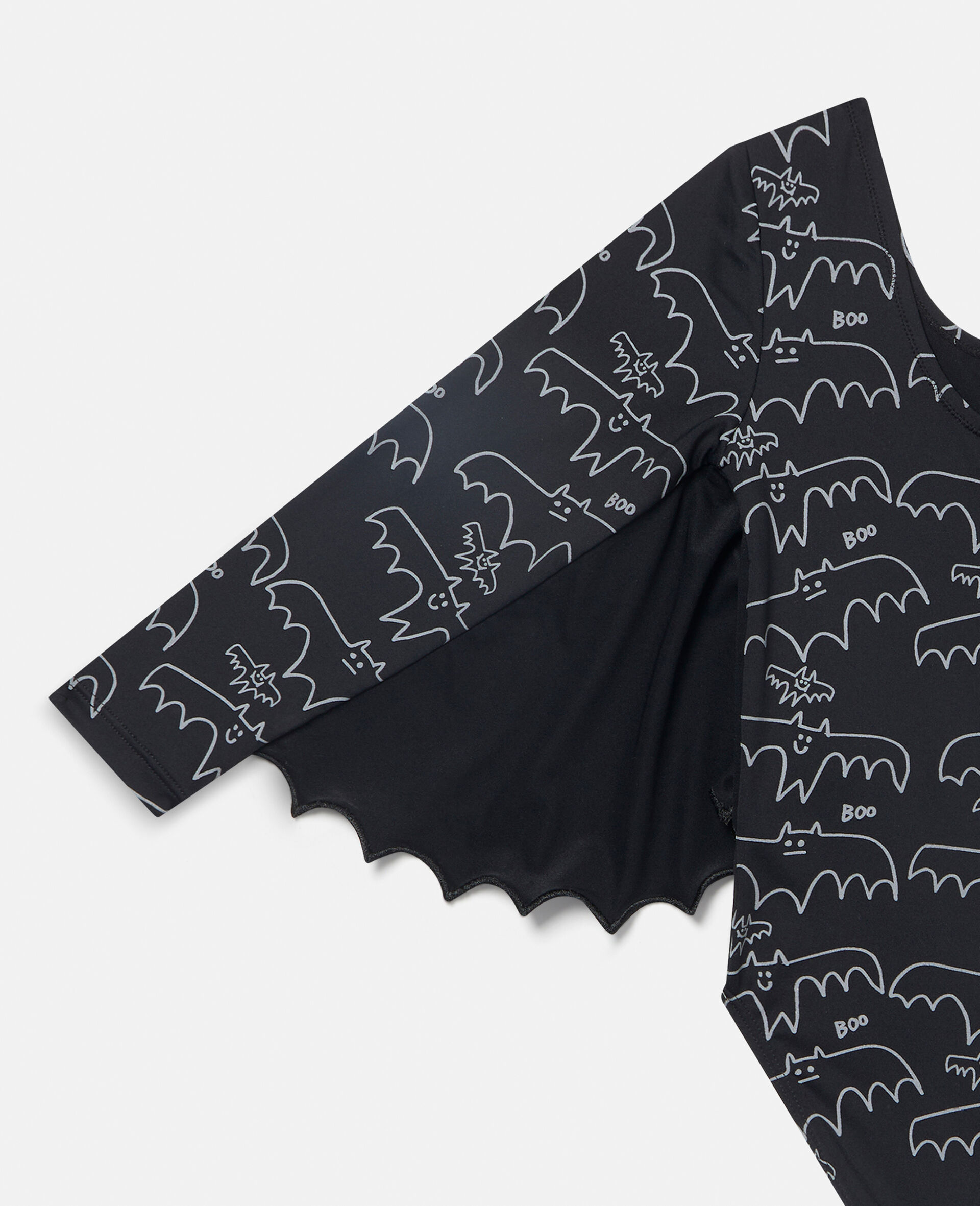 Halloween Bat Print Winged Bodysuit-Black-large image number 1