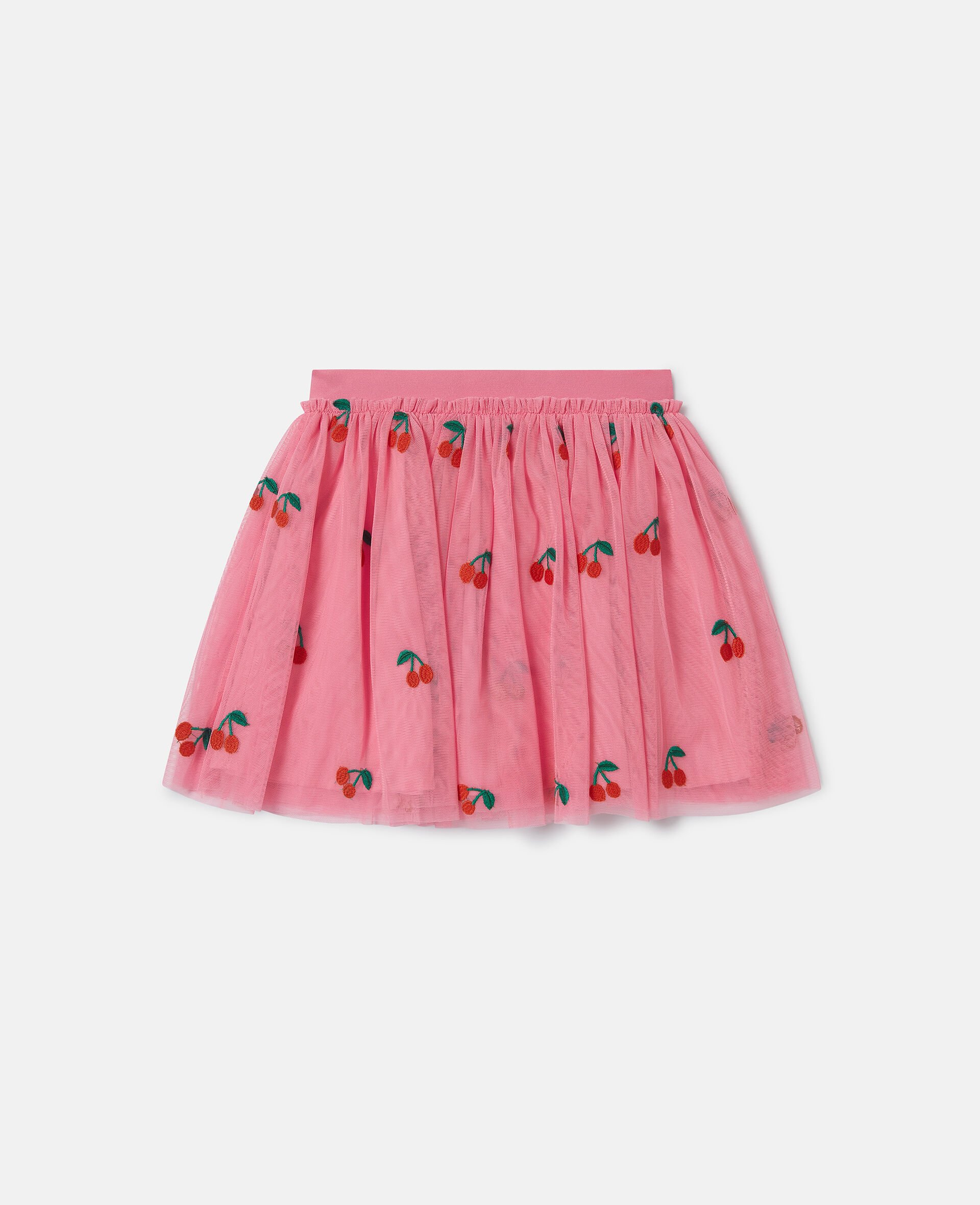 Cherry Embroidered Tulle Skirt-Pink-medium