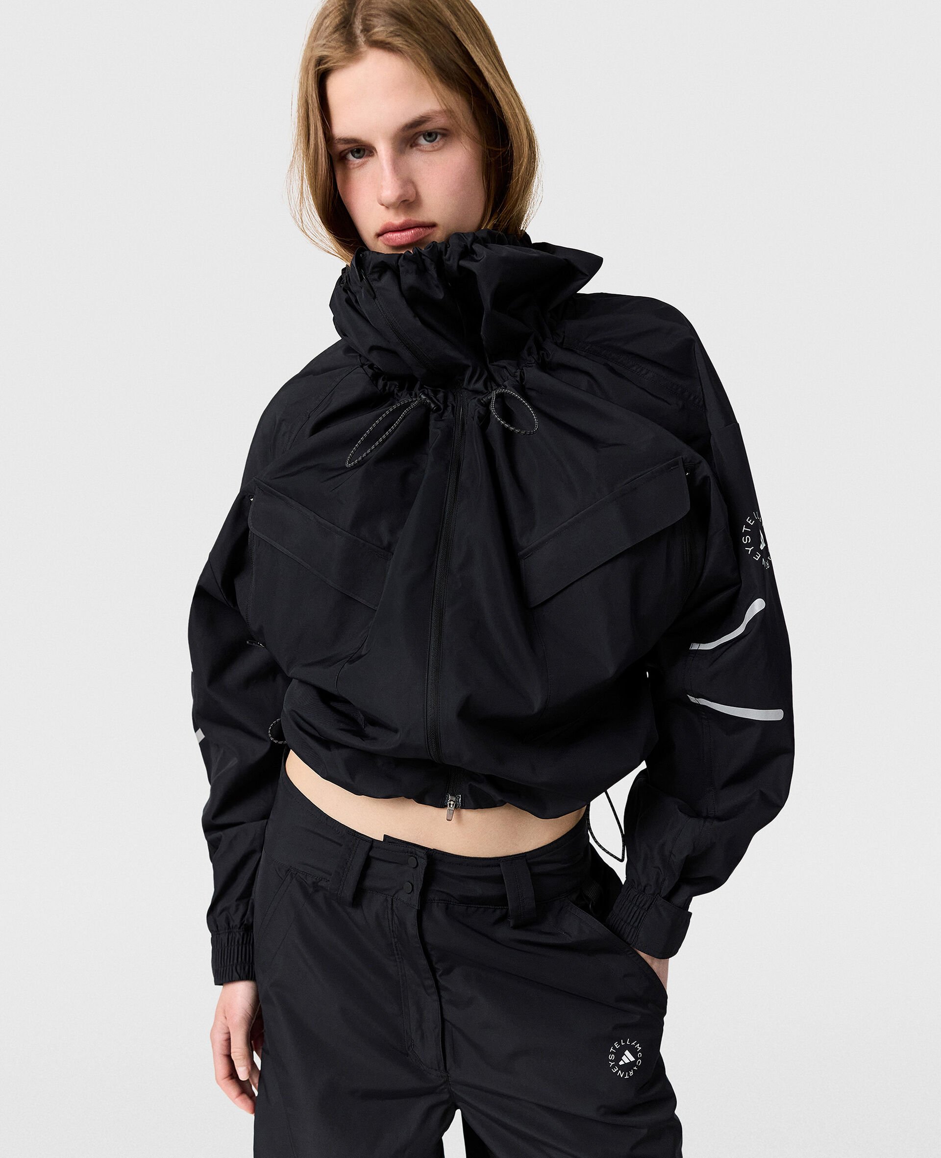 Veste a capuche avec col montant-Noir-medium