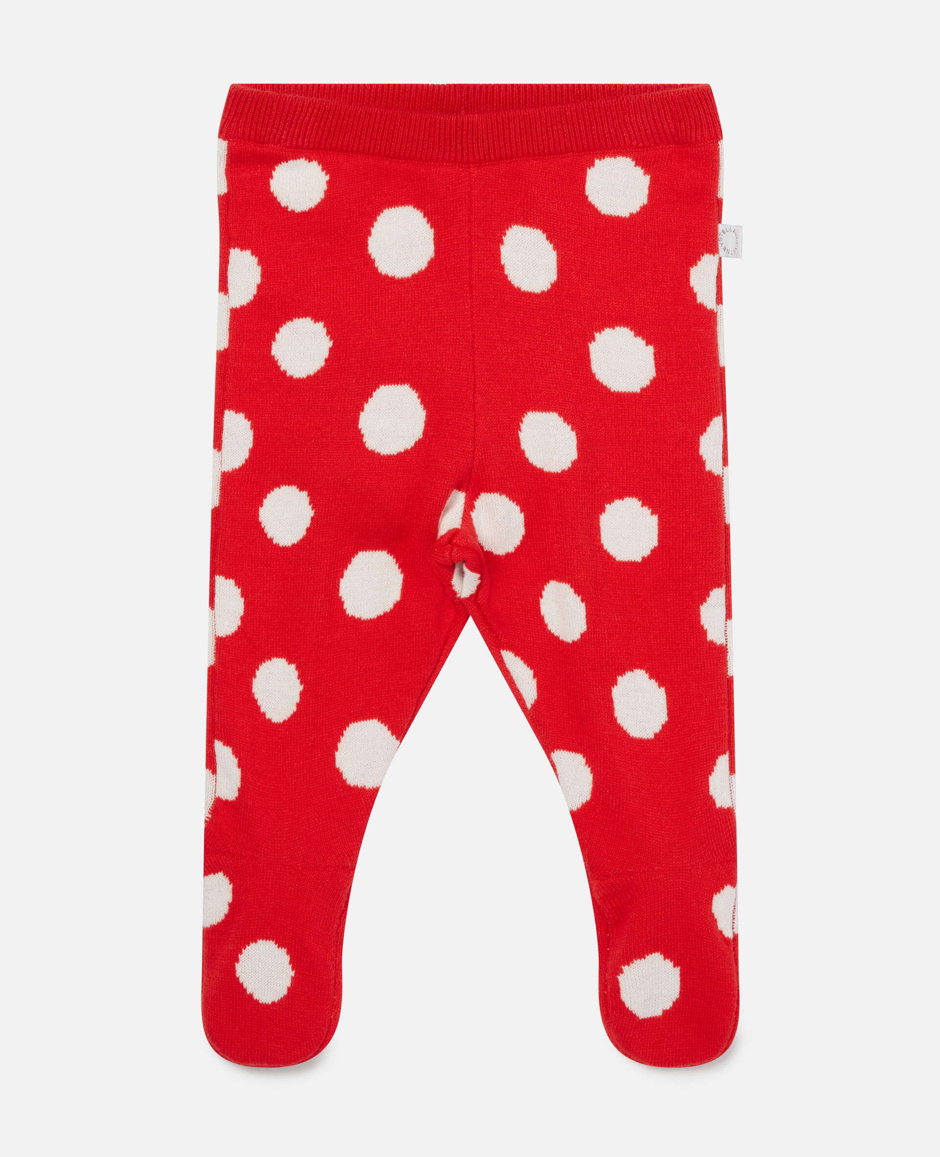 Knitted Mushroom Dot Print Footed Leggings-Red-large image number 0