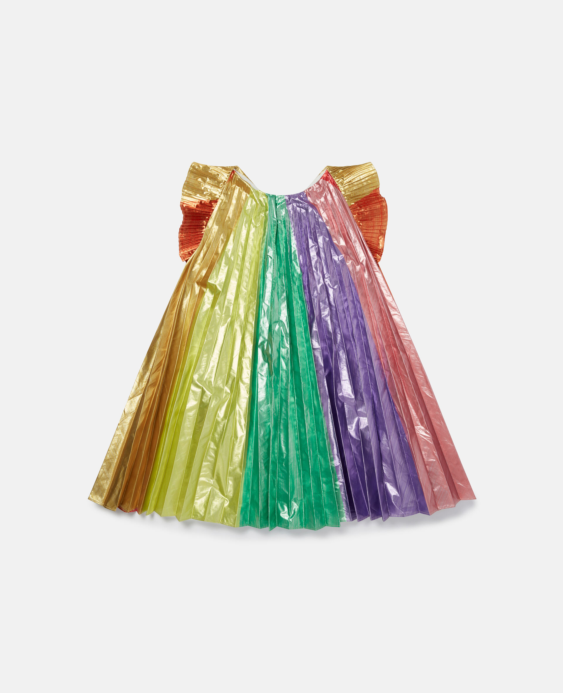 Rainbow Striped Pleated Taffeta Dress-Multicolour-large image number 0