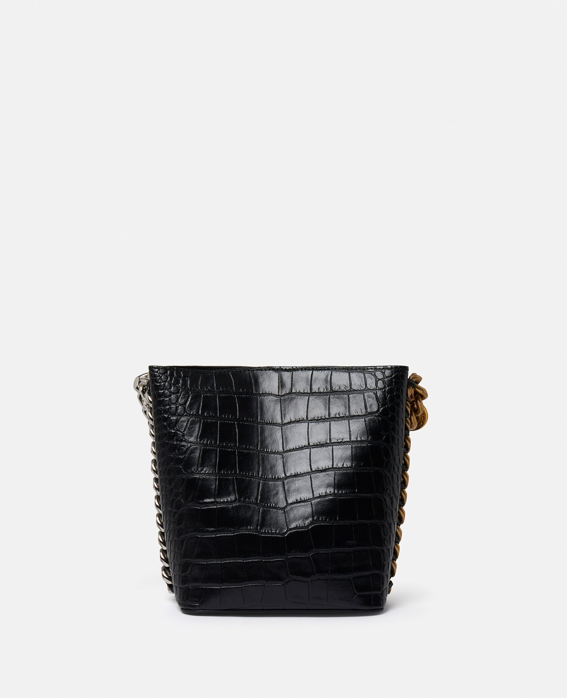 Frayme Croc-Effect Embossed Bucket Bag-Black-large image number 3