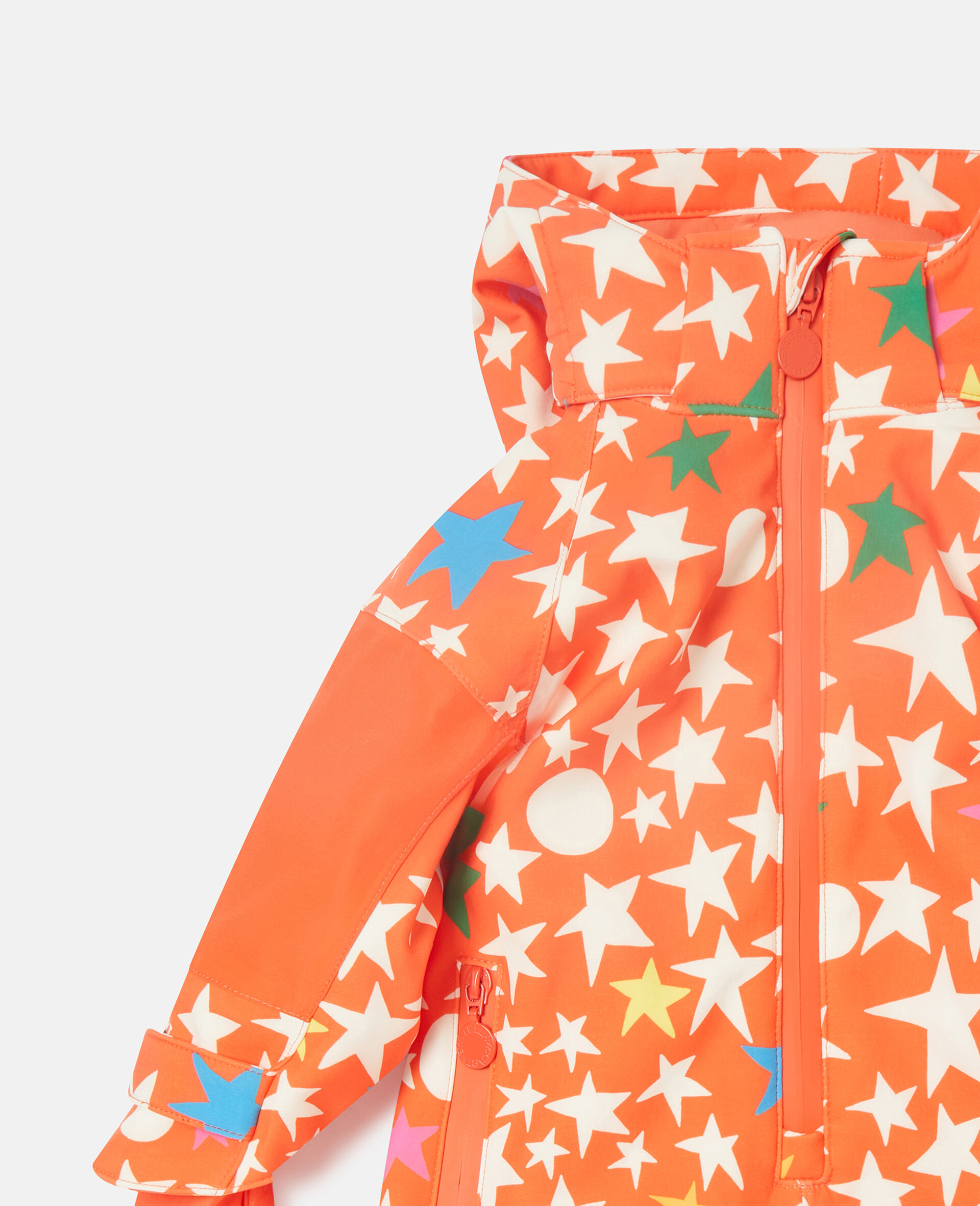 Star Print Hooded Snow Suit-Orange-medium Star Print Hooded Snow Suit-Orange-medium