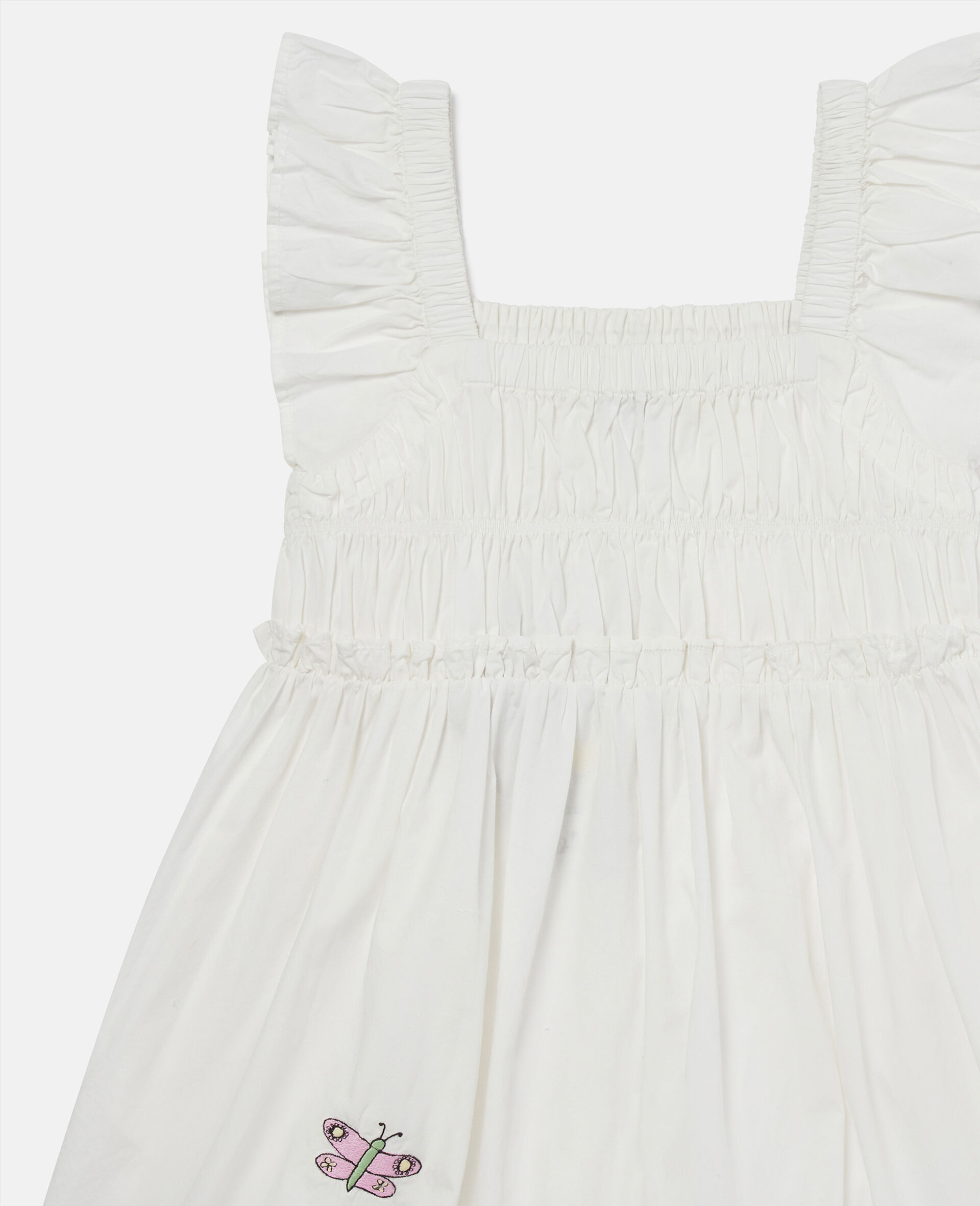 Woodland Friends Pleated Cap-Sleeve Dress-White-large image number 1