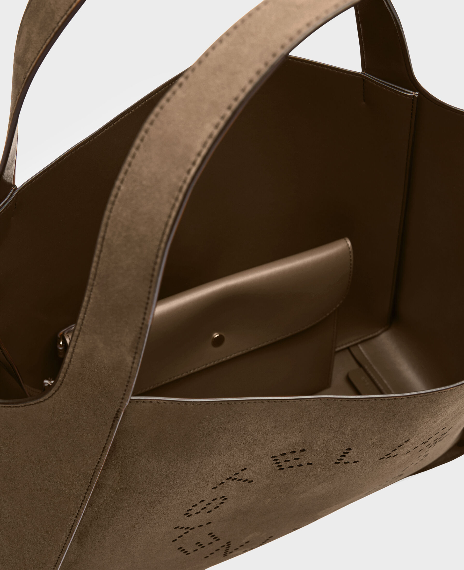 Gro&szlig;e Wildleder Tote Bag mit Logo-Brown-large image number 3