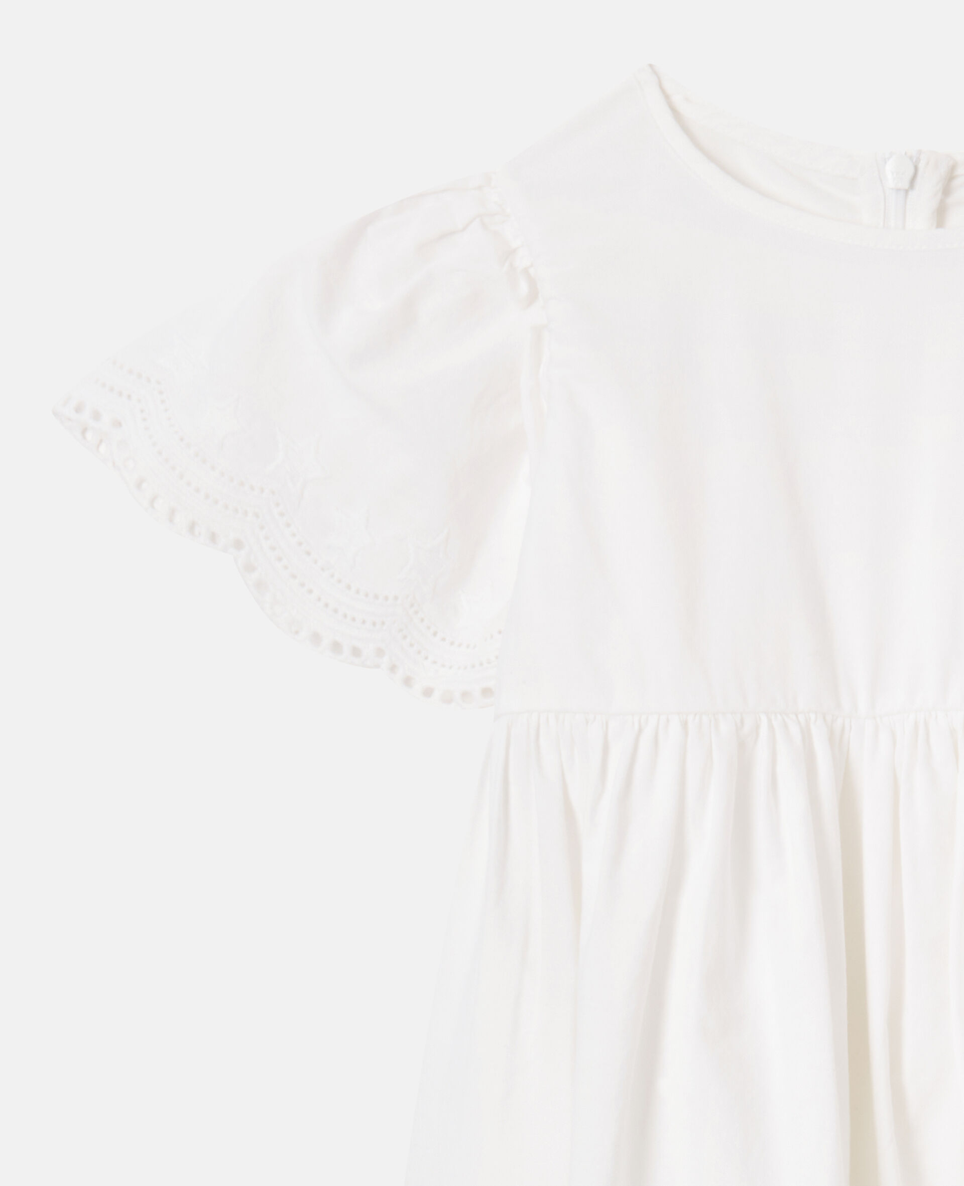 Short Sleeve Broderie Dress-White-medium