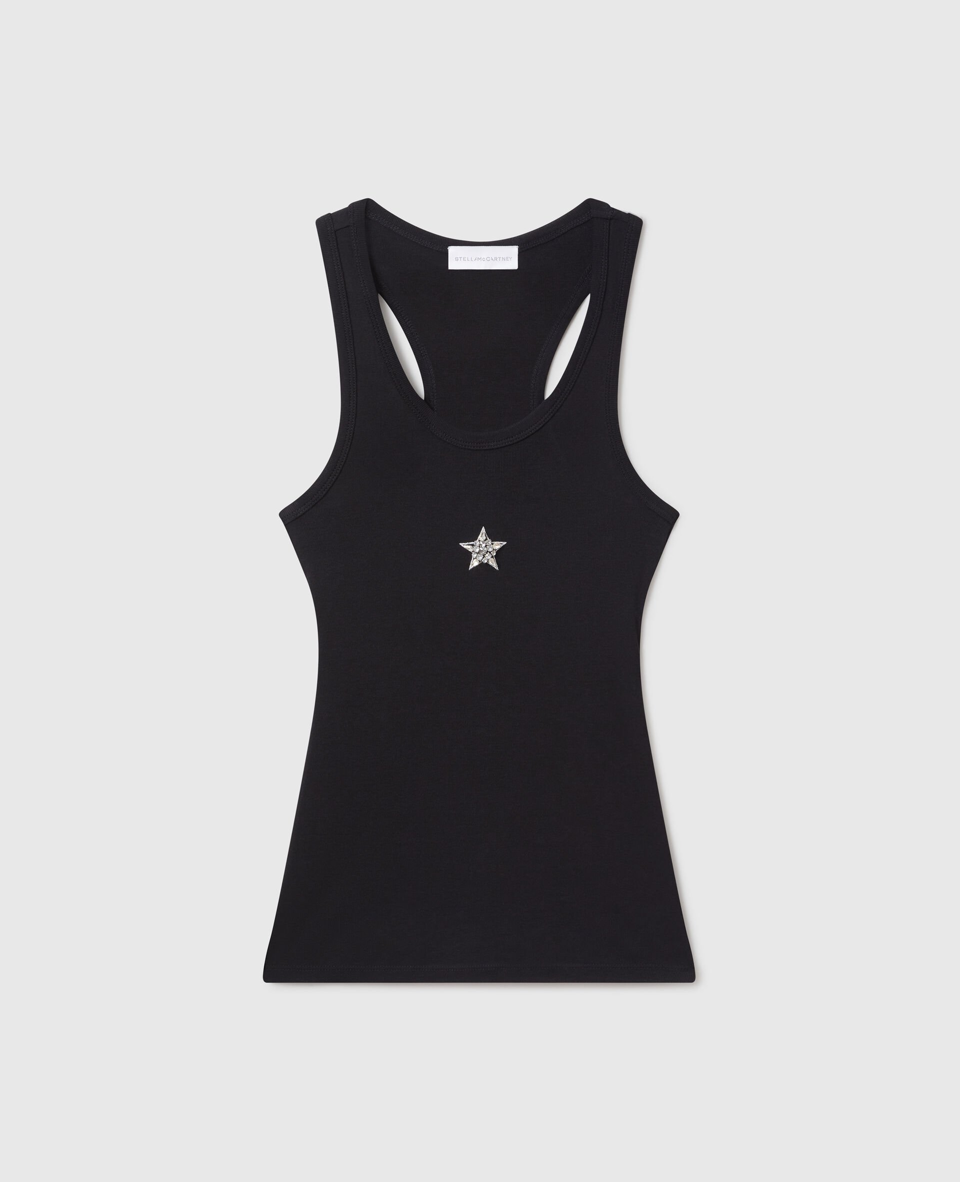 Crystal-Embroidered RacerbackTank Top-White-large image number 0