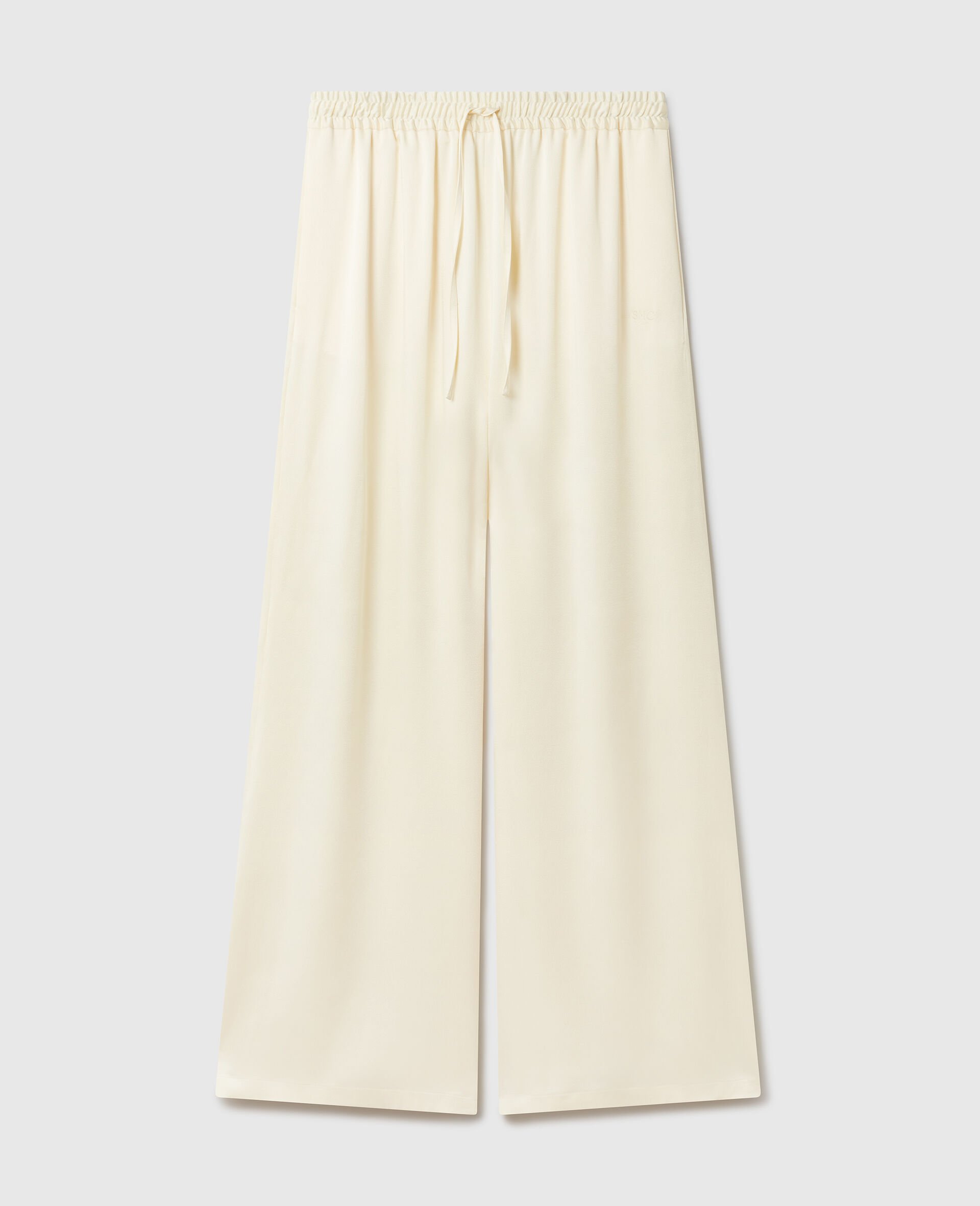 Oversized Drawstring Satin Pants-Yellow-medium