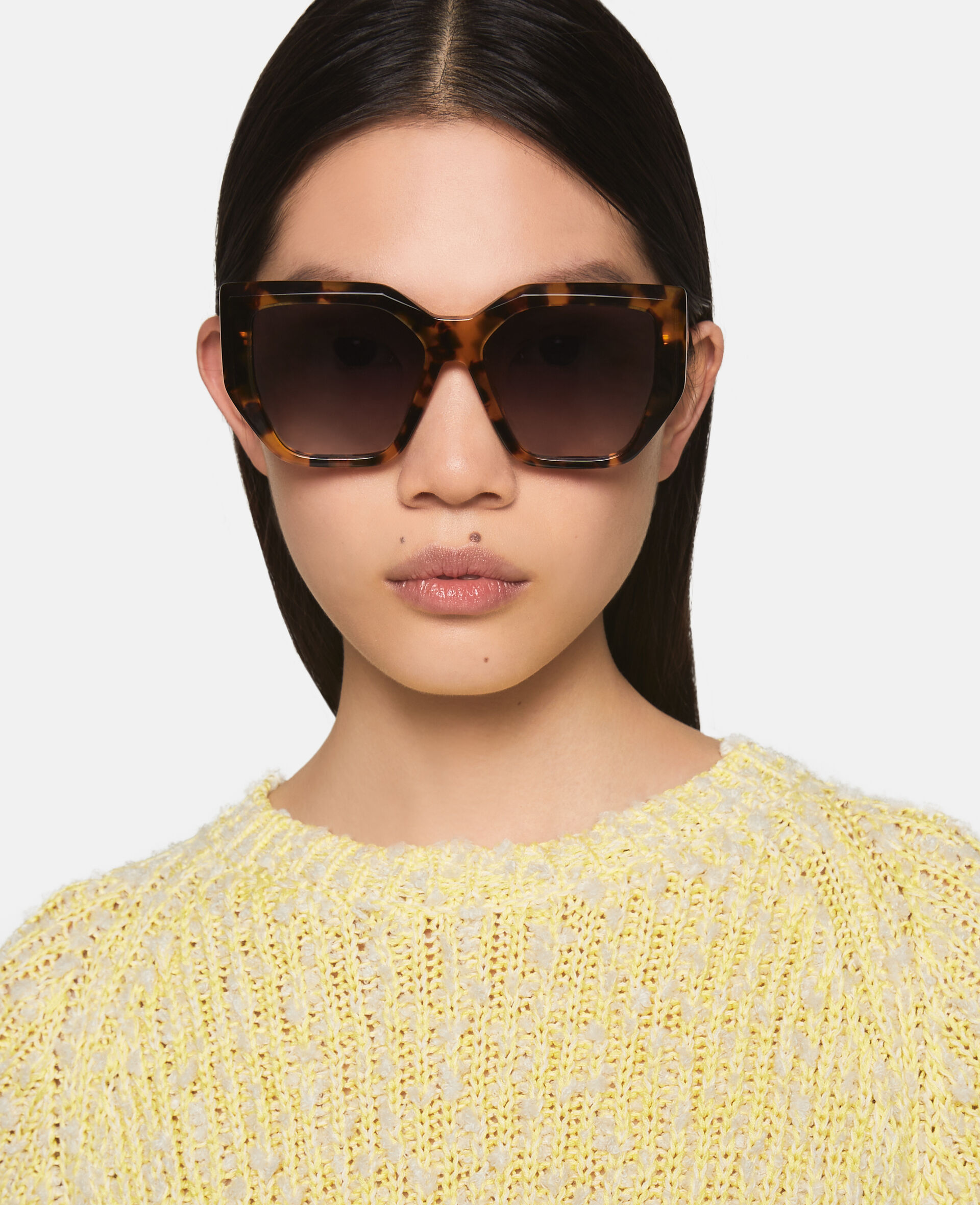 チャンキー スクエア キャットアイ サングラス-ブラック-large image number 0