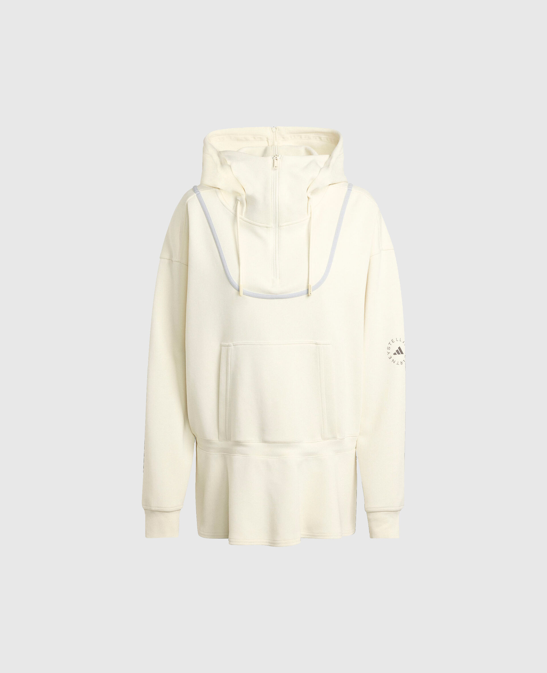 Logo Peplum Hoodie-Beige-medium