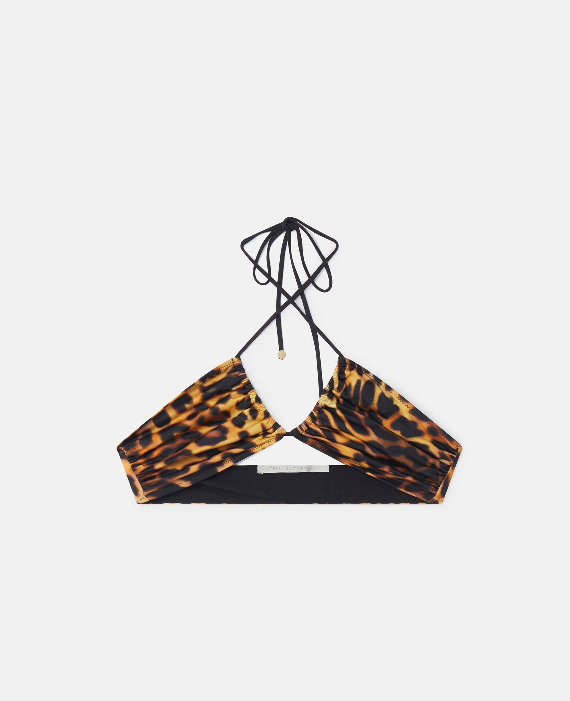Blurred Cheetah Print Triangle Bikini Top-Multicolour-large image number 0