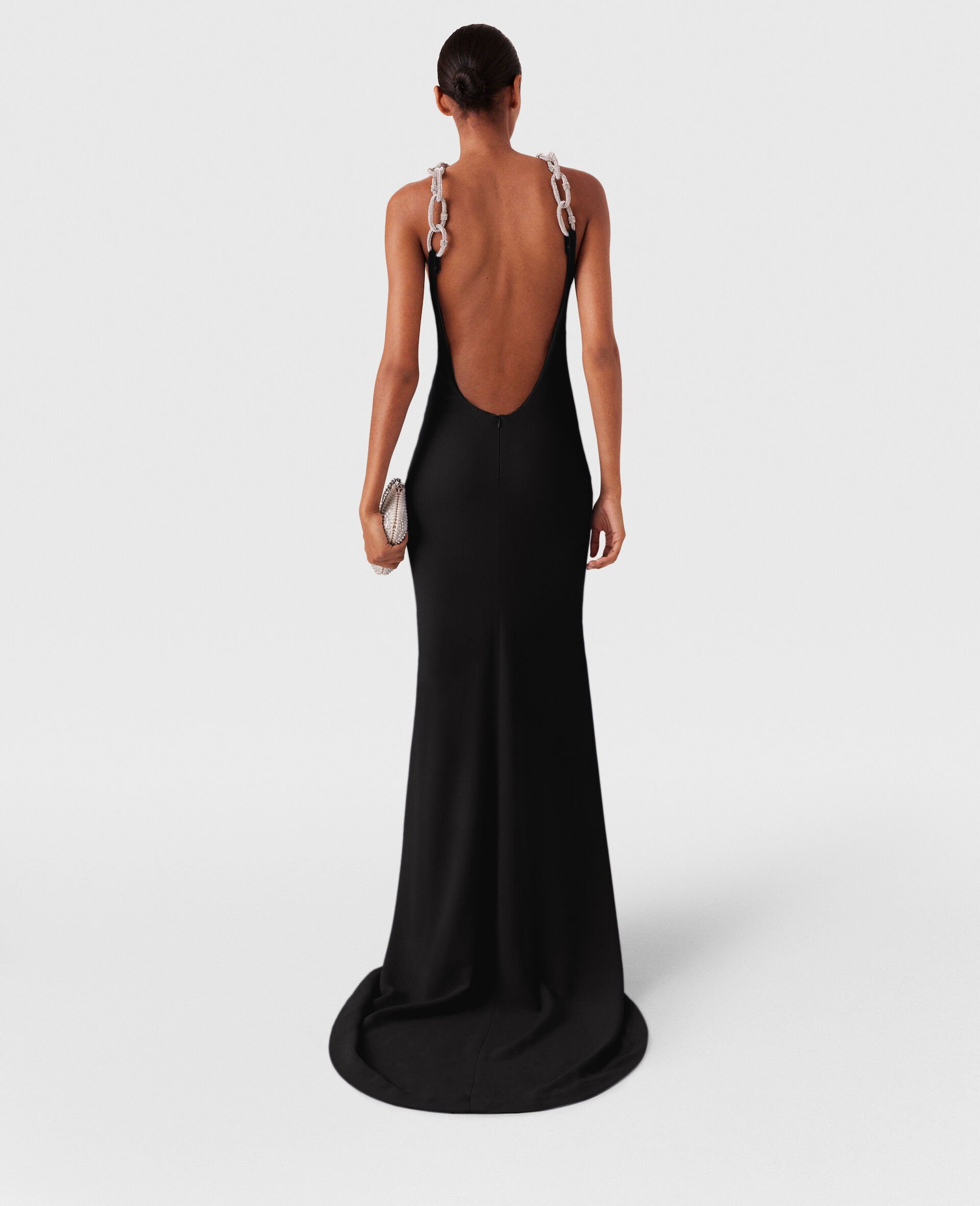 Crystal Chain Straps Dress-Black-large Crystal Chain Straps Dress-Black-large image number 3