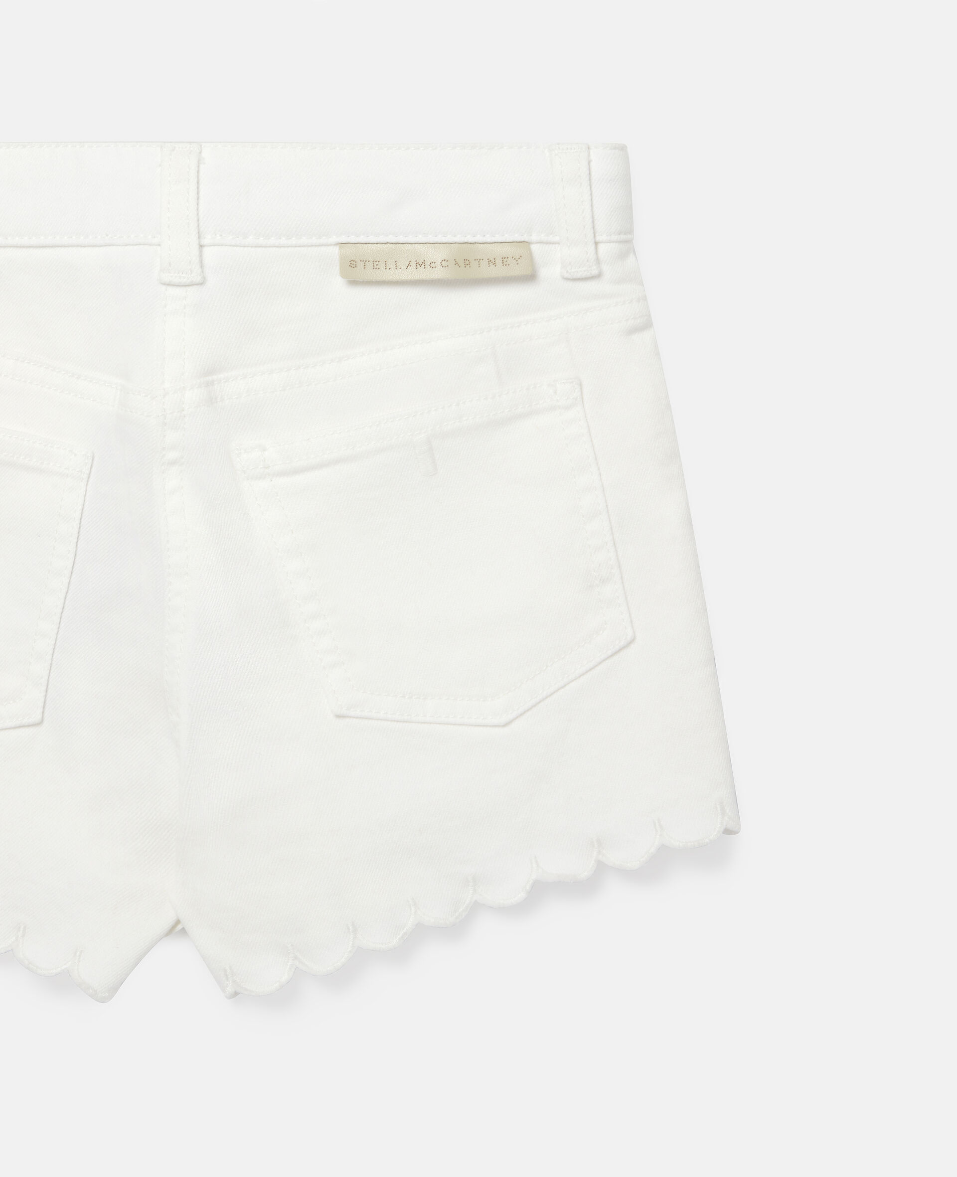 Embroidered Flowers Denim Shorts-White-large image number 2