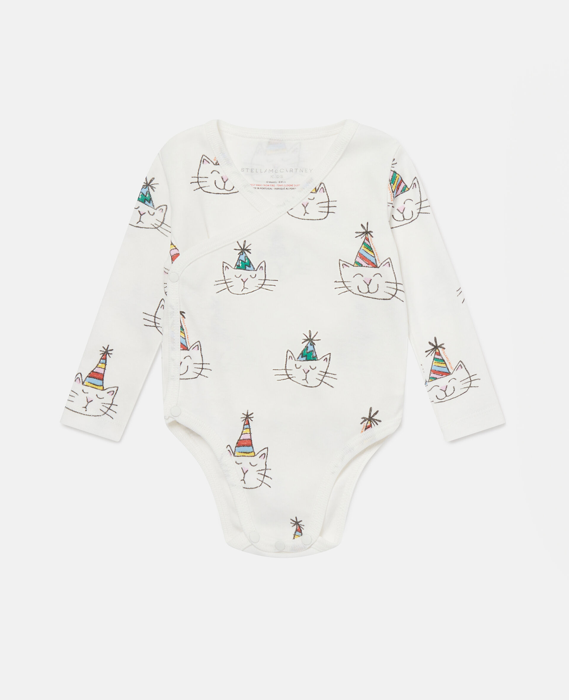 Cat Graphic Print Romper Set-Cream-large image number 1