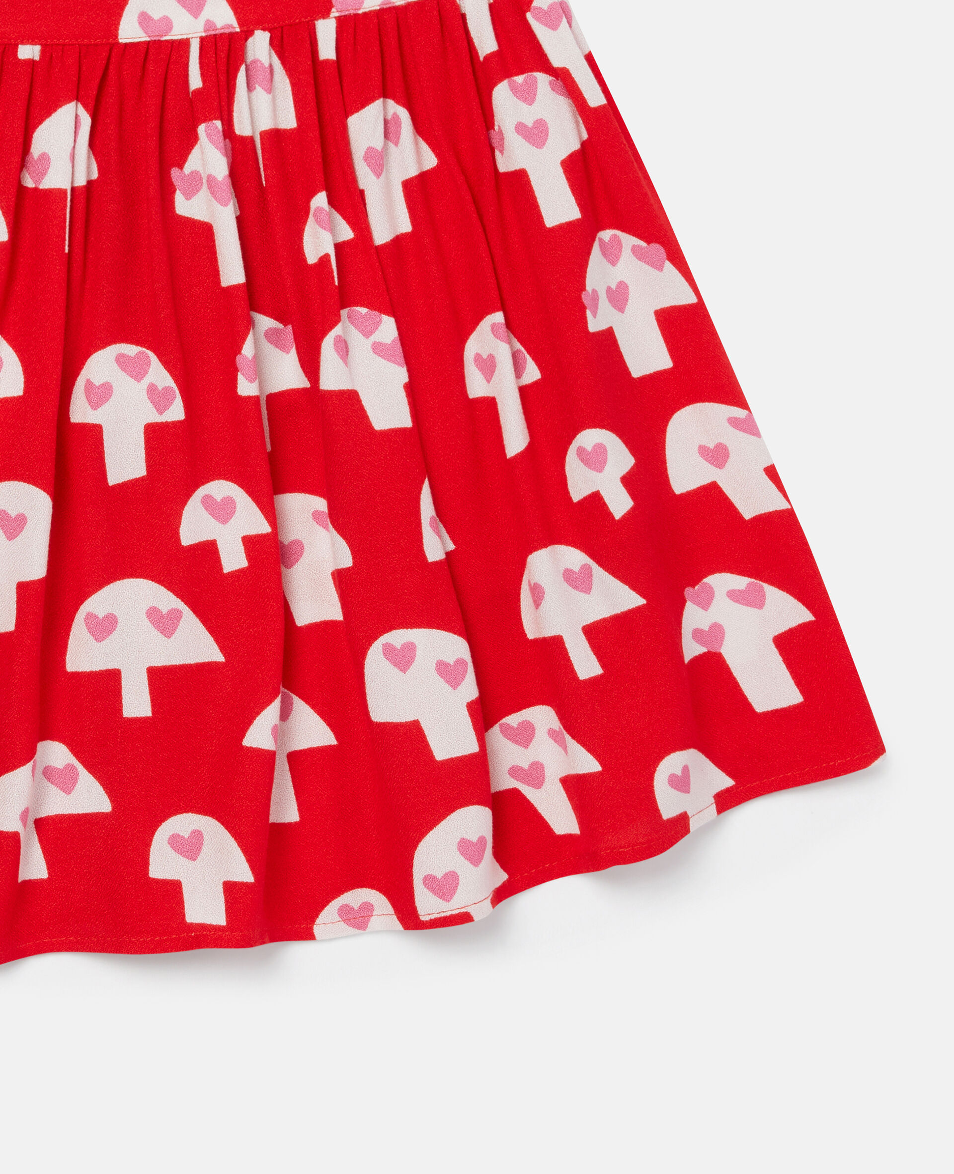 Mushroom Print Crepe Skirt-Red-large image number 1