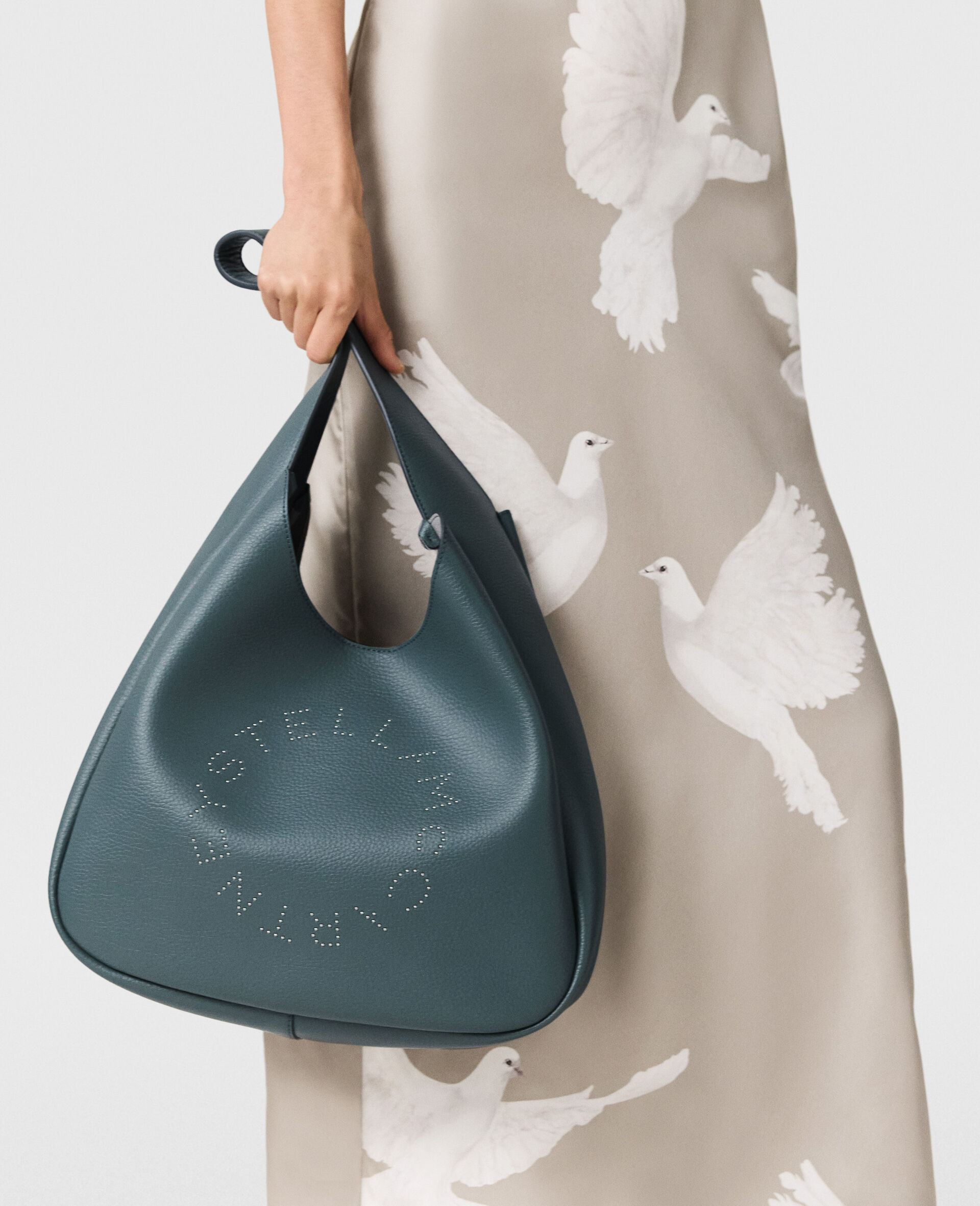 Logo Studded Large Hobo Bag-Green-large image number 5