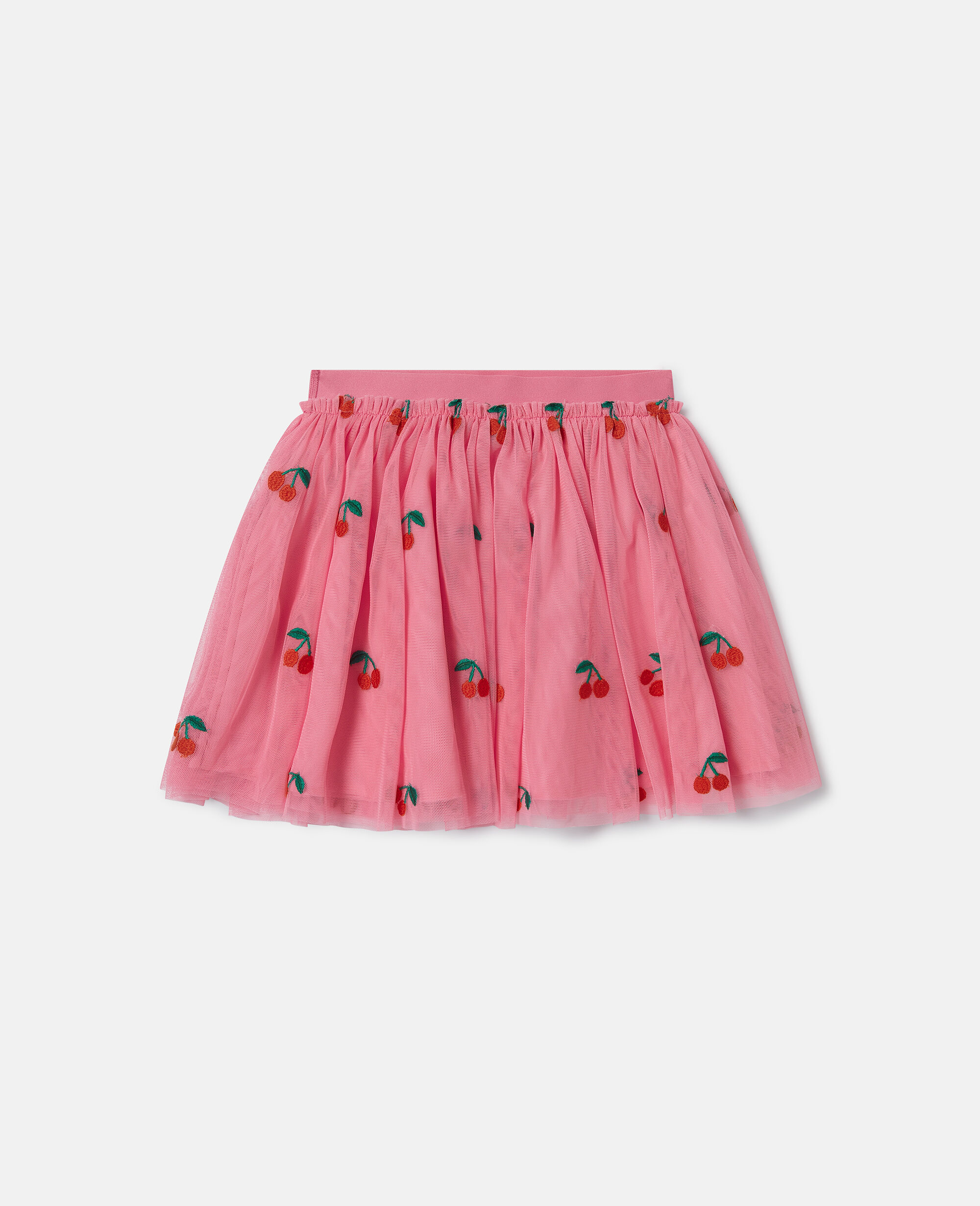 Women Pink Cherry Embroidered Tulle Skirt | Stella McCartney US