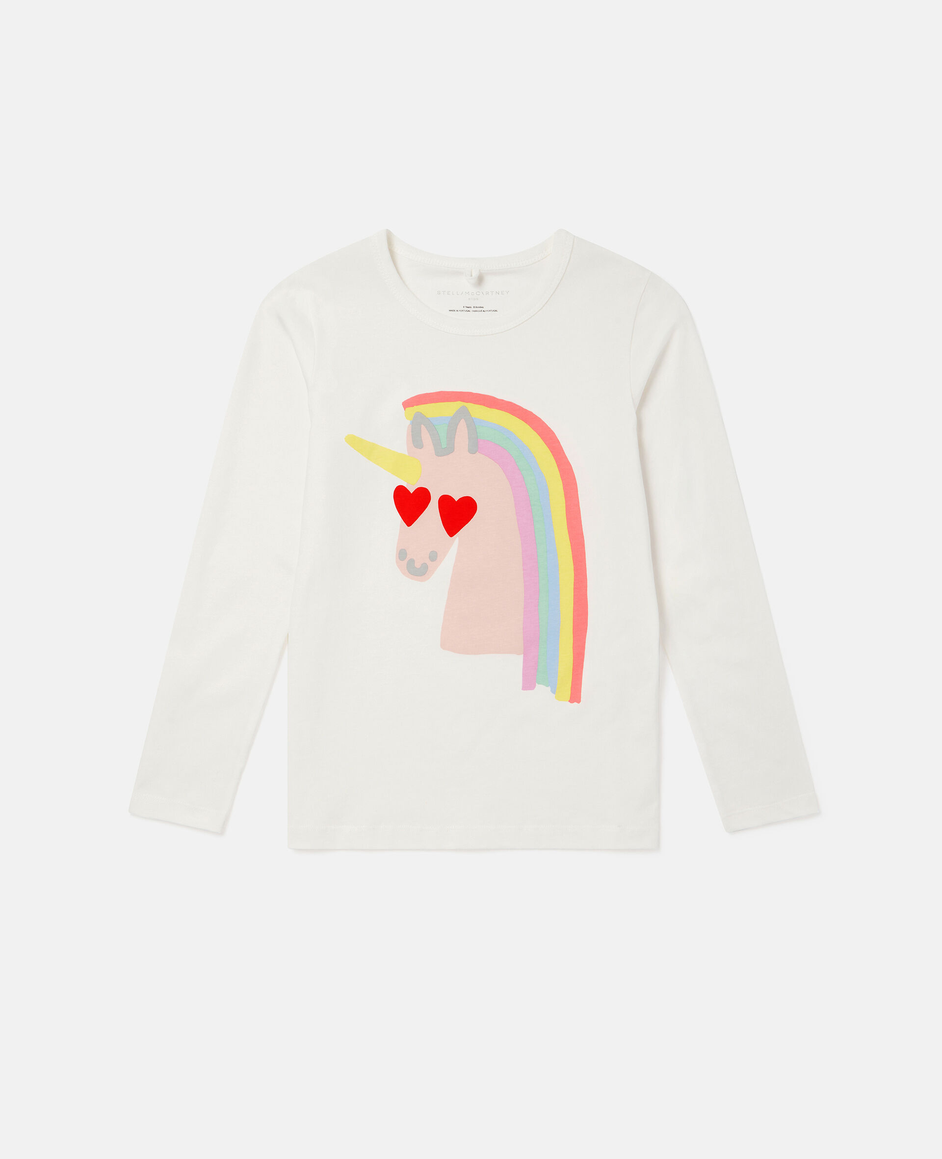 Shirt mit Regenbogen Einhorn Print-Cream-large image number 0