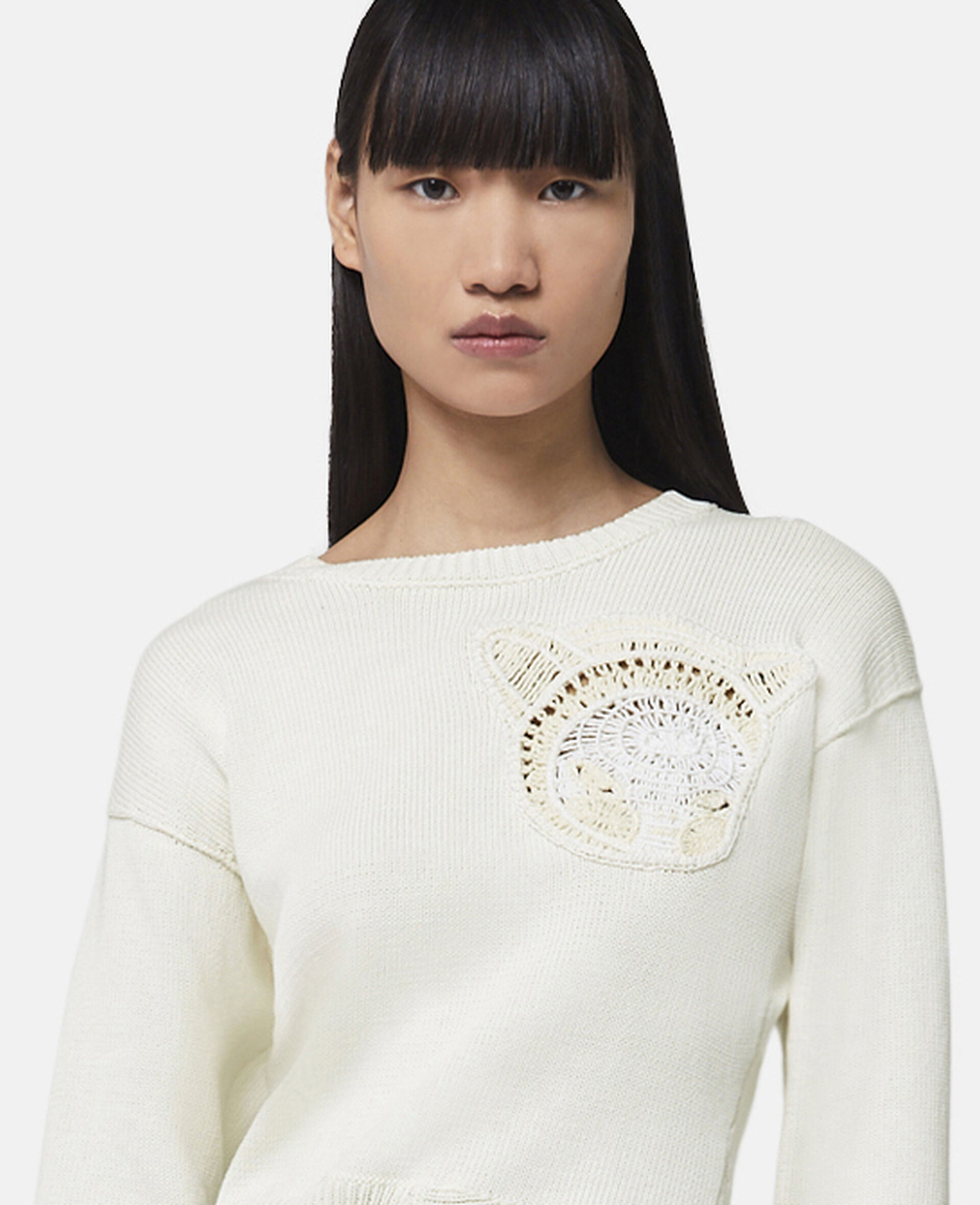 Upset Kitty Crochet Patch Jumper-Pink-large image number 3