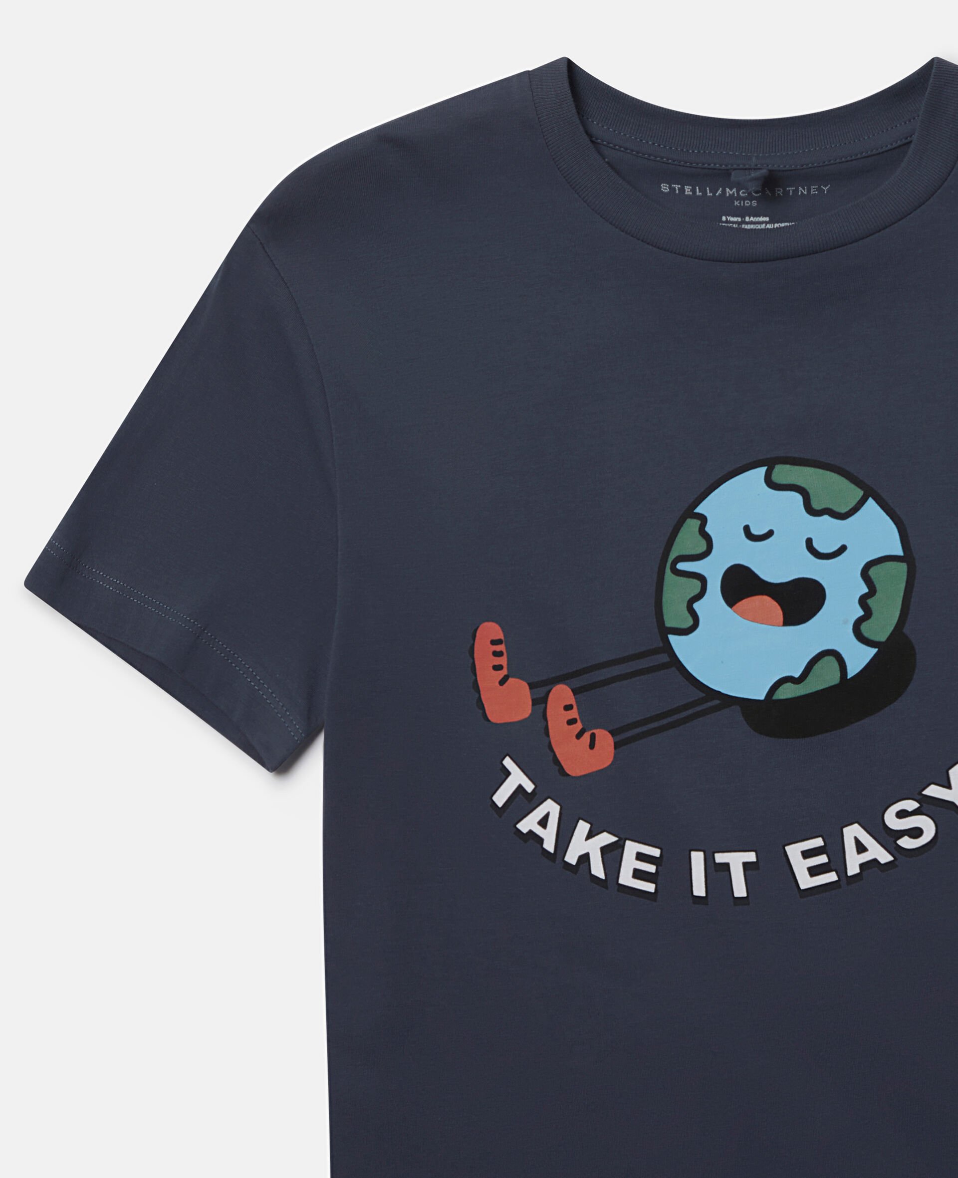  'Take It Easy!' Slogan T-Shirt-Blue-large image number 1