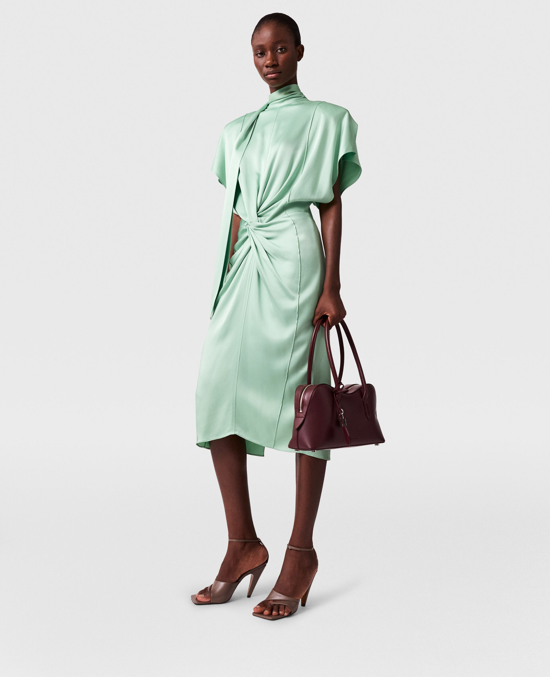 Robe midi dos nu a mancherons-Vert-large image number 5