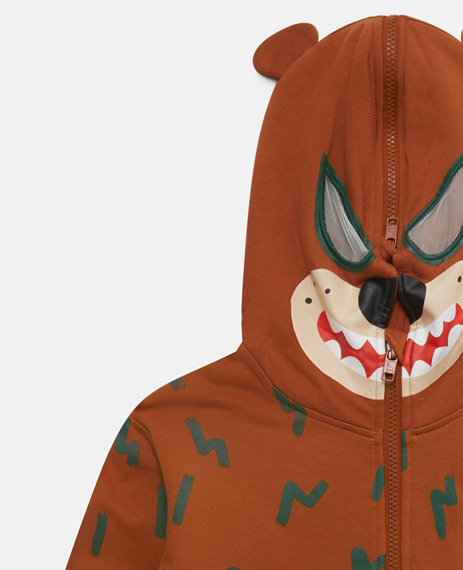 Grizzly Bear Zip Hoodie-Brown-large image number 1