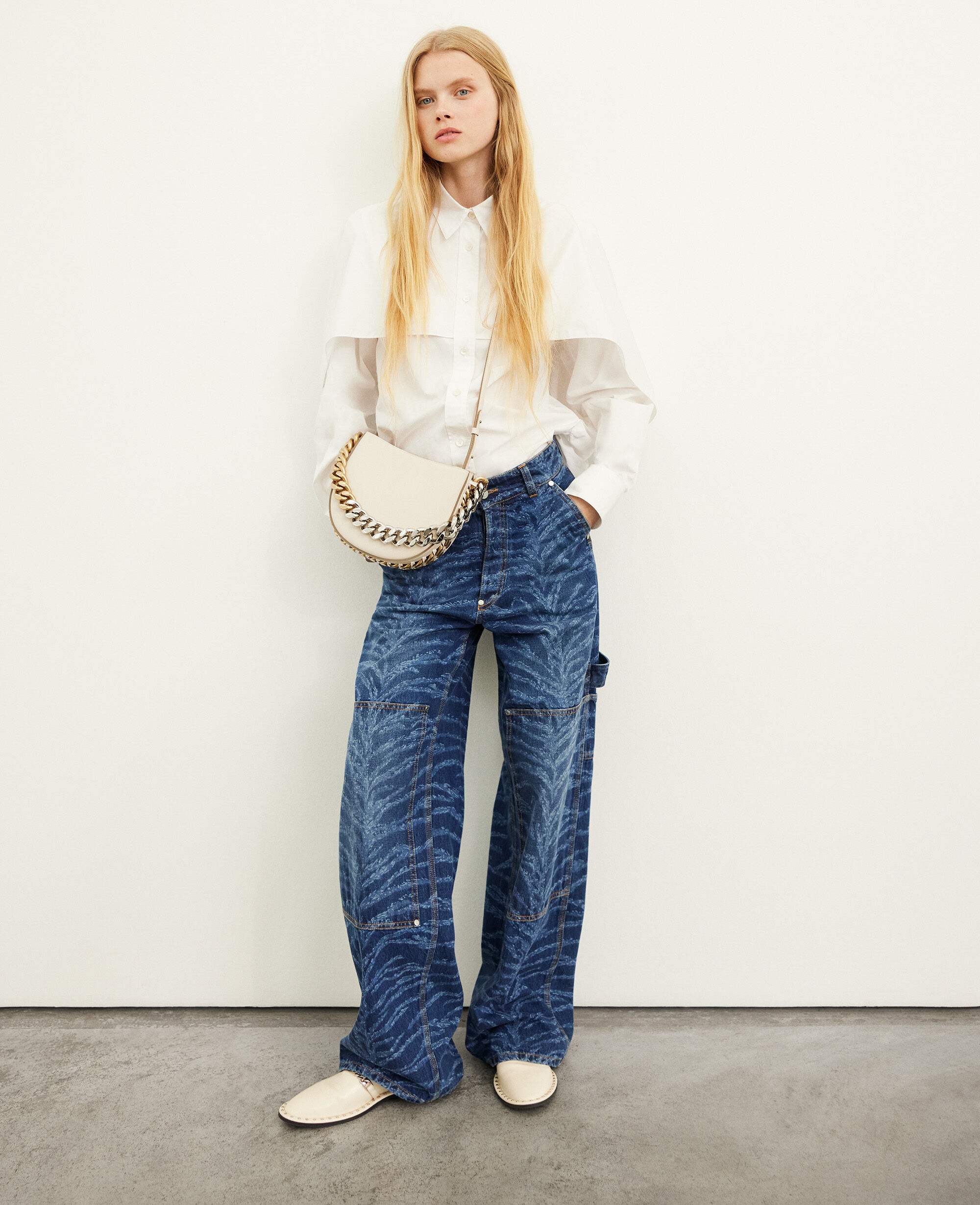 Women White Frayme Small Shoulder Bag | Stella McCartney US